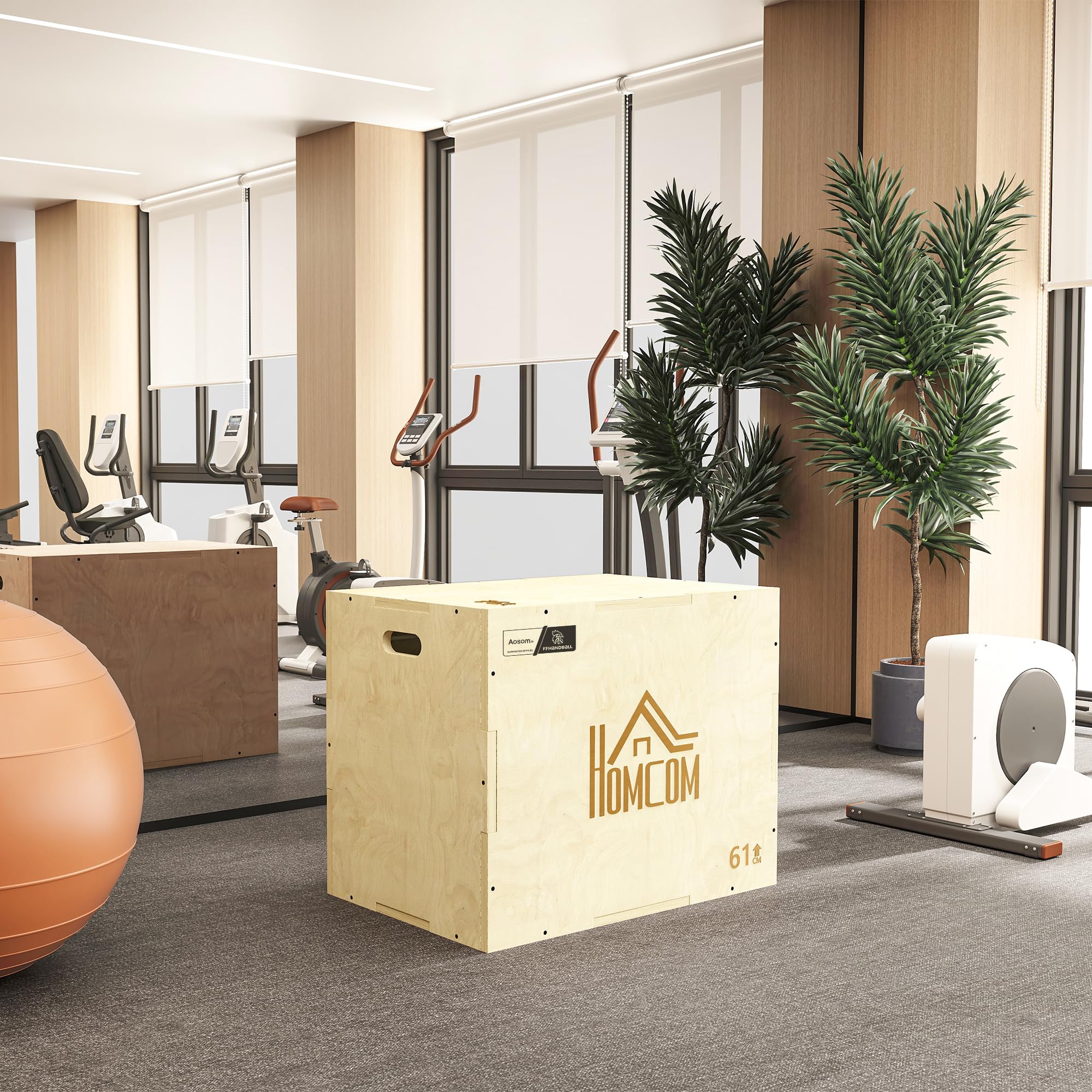 HOMCOM Box jump pliométrie 3 en 1 - Collaboration Aosom.fr x FFHandball - appareil boîte à saut musculation fitness & crossfit plyobox pour box training
