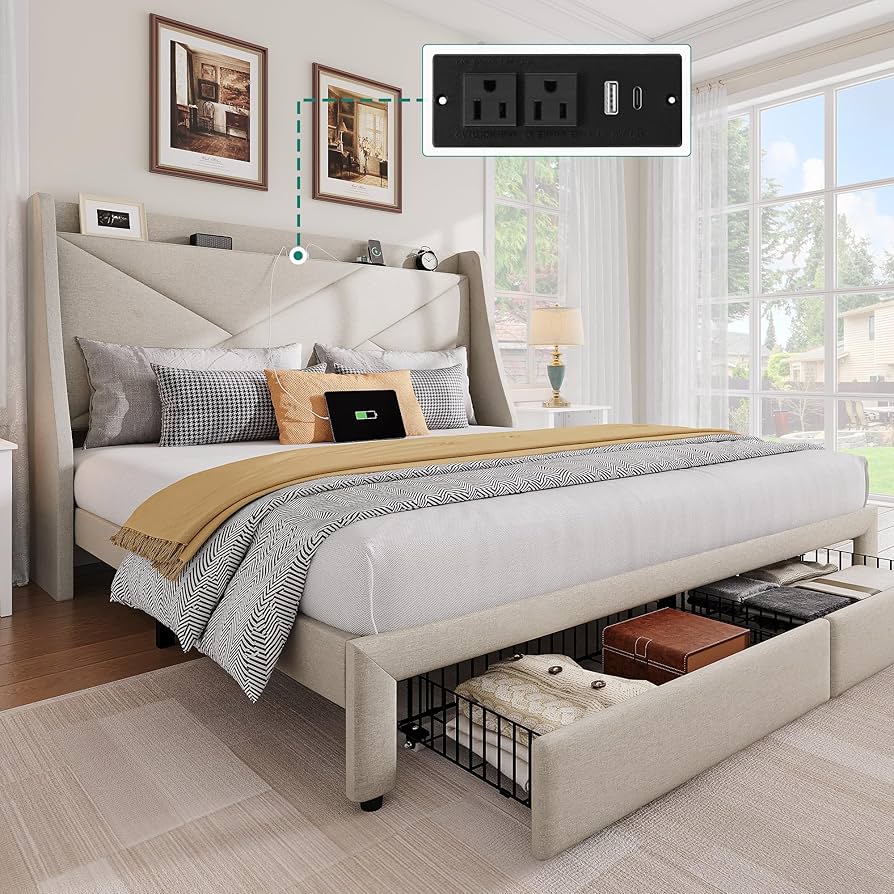 谷口様引取専用 ホワイト クイーンサイズベッドフレーム 引き出し付き 谷口様引取専用 ホワイト クイーンサイズベッドフレーム 引き出し付き