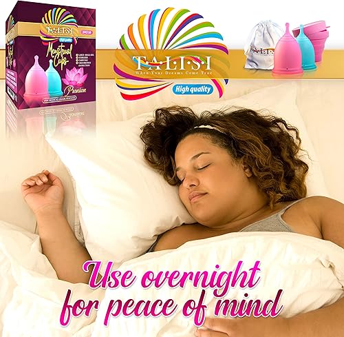 Miniatura 6 de Talisi - Juego de 2 tazas menstruales con taza de esterilización plegable de silicona plegable alternativa a tampones y almohadillas menstruación