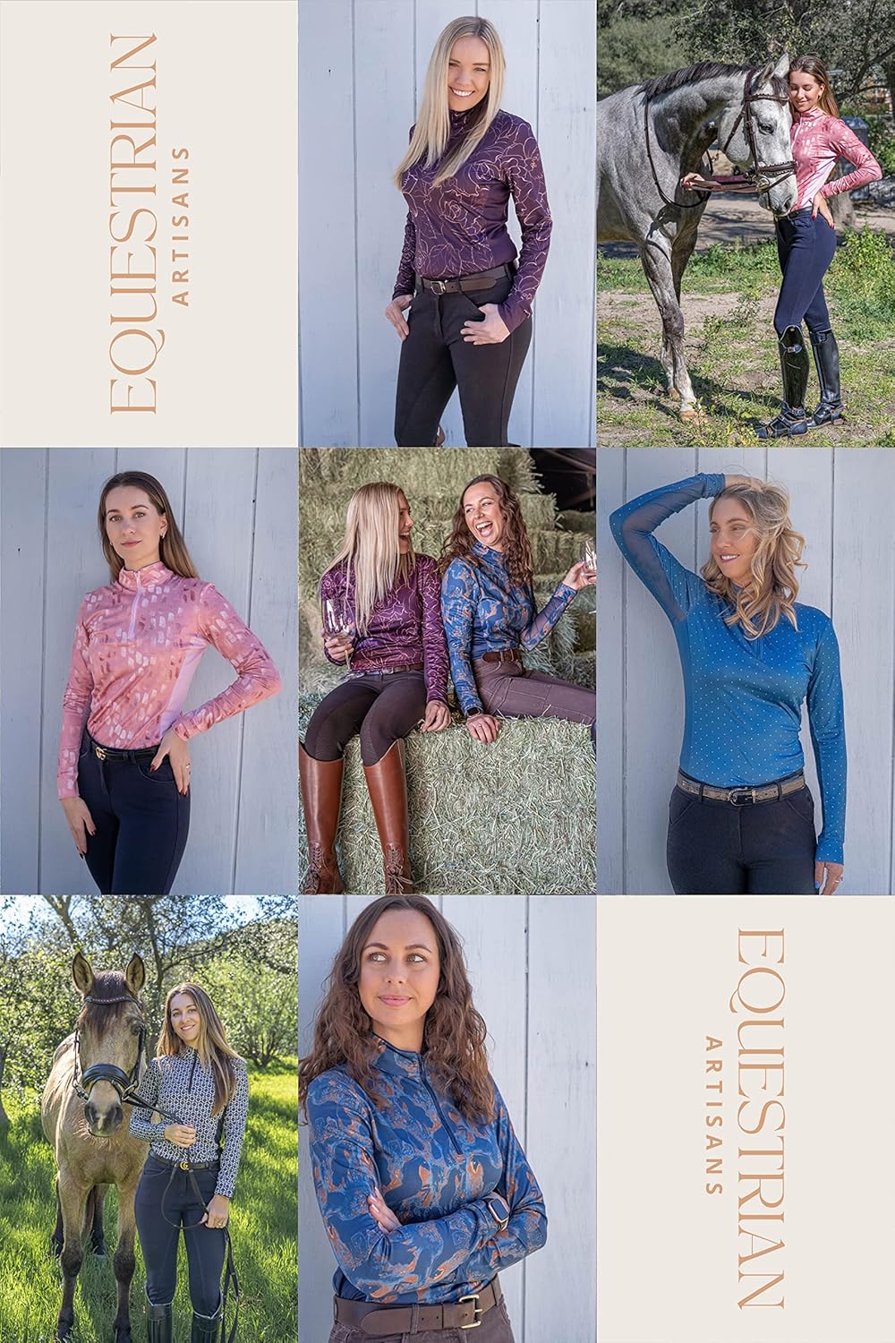 Equestrian Sun Shirt for Women -Ladies Long Sleeve Horseback Riding Base Layer Shirt - English and Dressage Horse Riders Gift