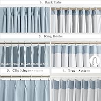 Vista 5 de WEST LAKE 95 Inches Length Dusty Blue Bailey Pinch Pleated Full Blackout Curtain Panels with 100 Light Blocking Liners,Linen Textured Drape for
