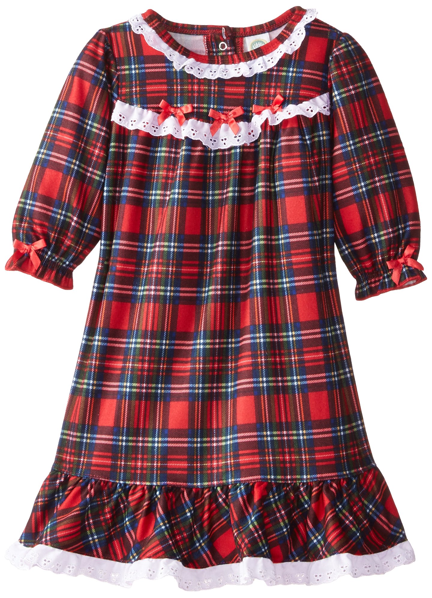 Little Me Baby Girls' Christmas Plaid Gown, Red Plaid, 18 Months
