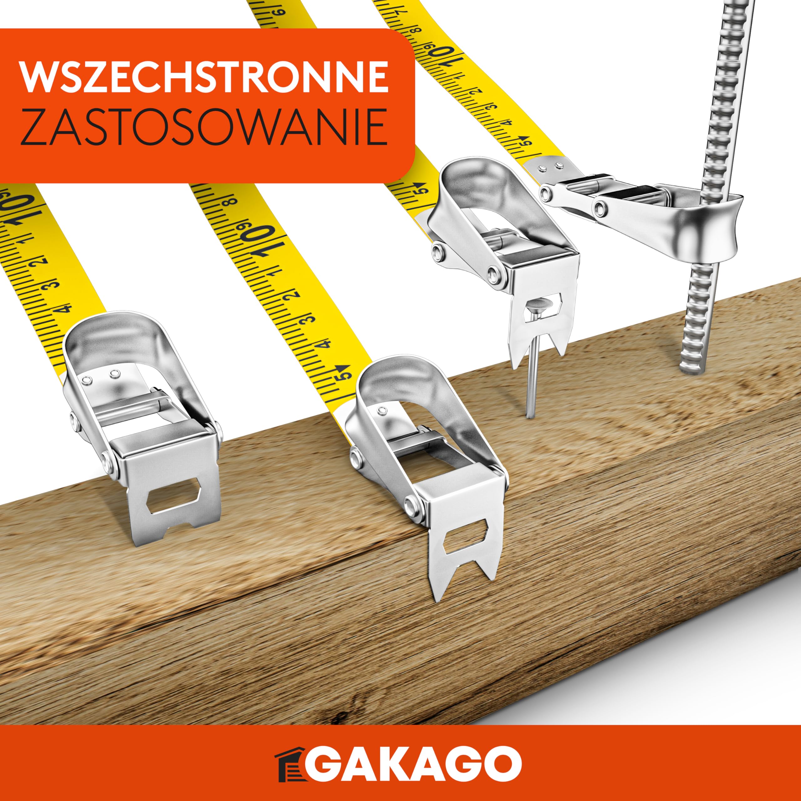 Gakago Taśma miernicza 100m - 3-krotna z dźwignią do składania - Ergonomiczny i antypoślizgowy uchwyt taśmy mierniczej - Rolka taśmy mierniczej z końcówką do zaznaczania punktów pomiarowych