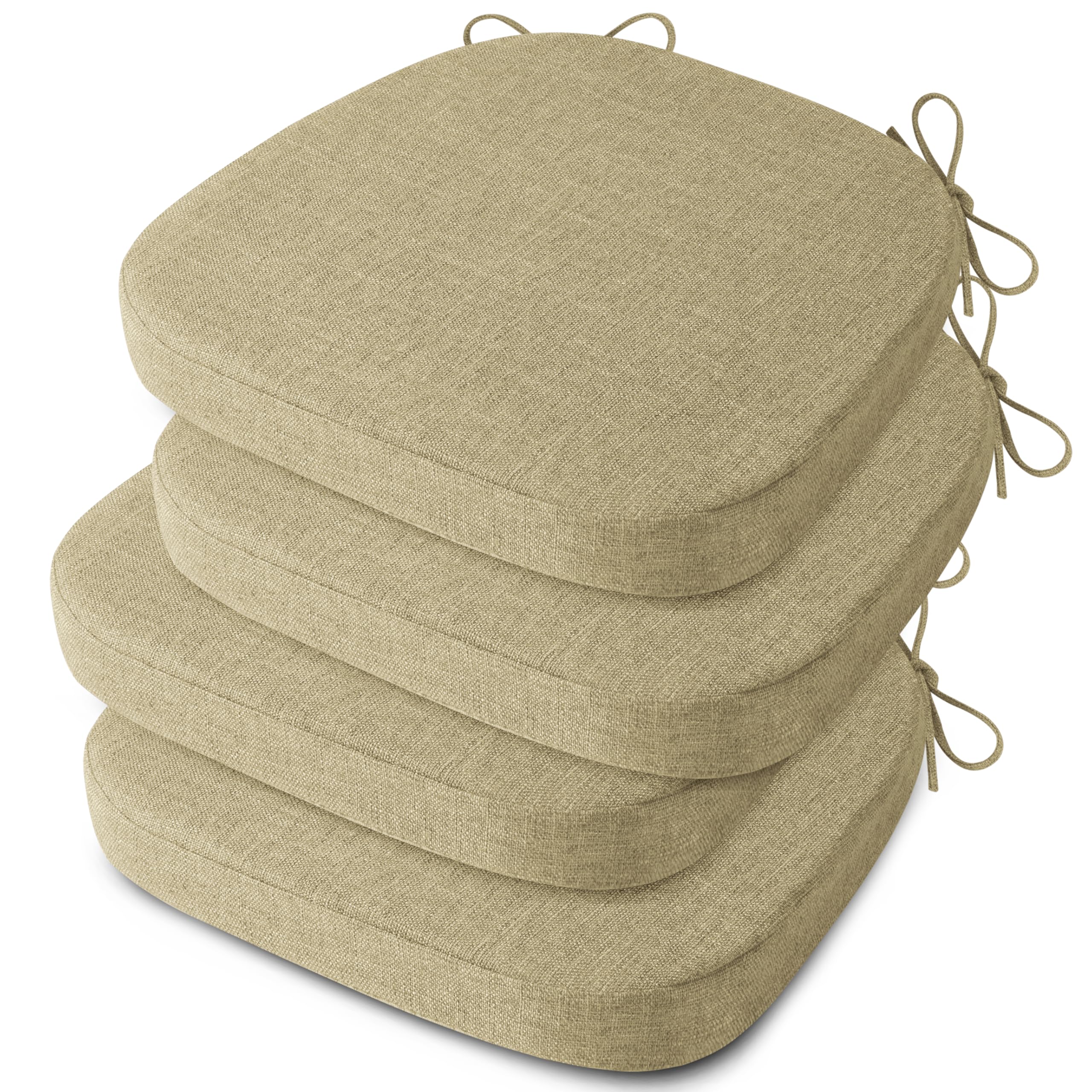 AddGrace Dining Chair Cushions Set of 4, Anti-Slip, 41X41 cm, Beige