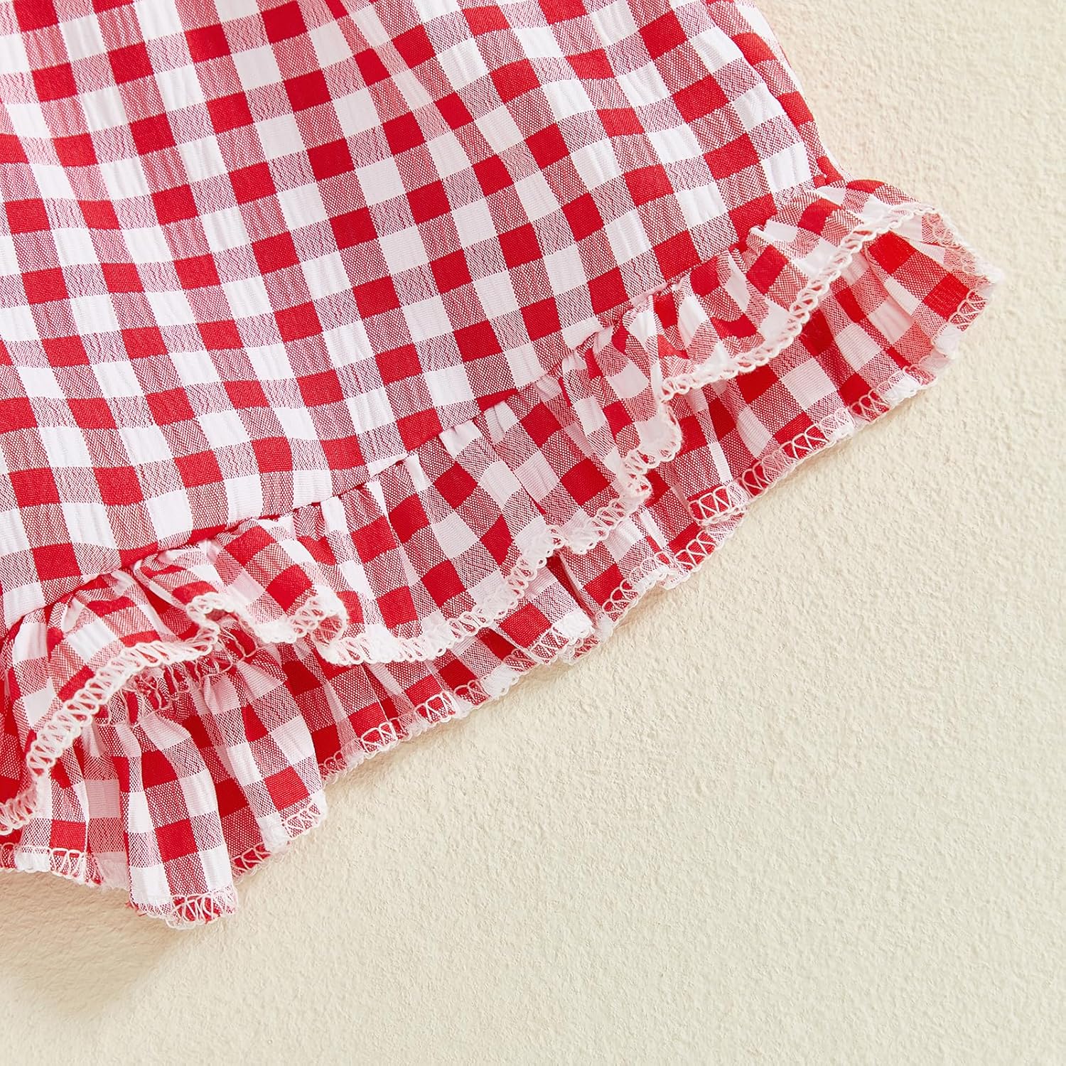 Toddler Baby Girl Summer Clothes Cute Plaid Bows Strawberry Outfit Summer Ruffle Tank Tops Shorts Set 6M-3T - Image 6