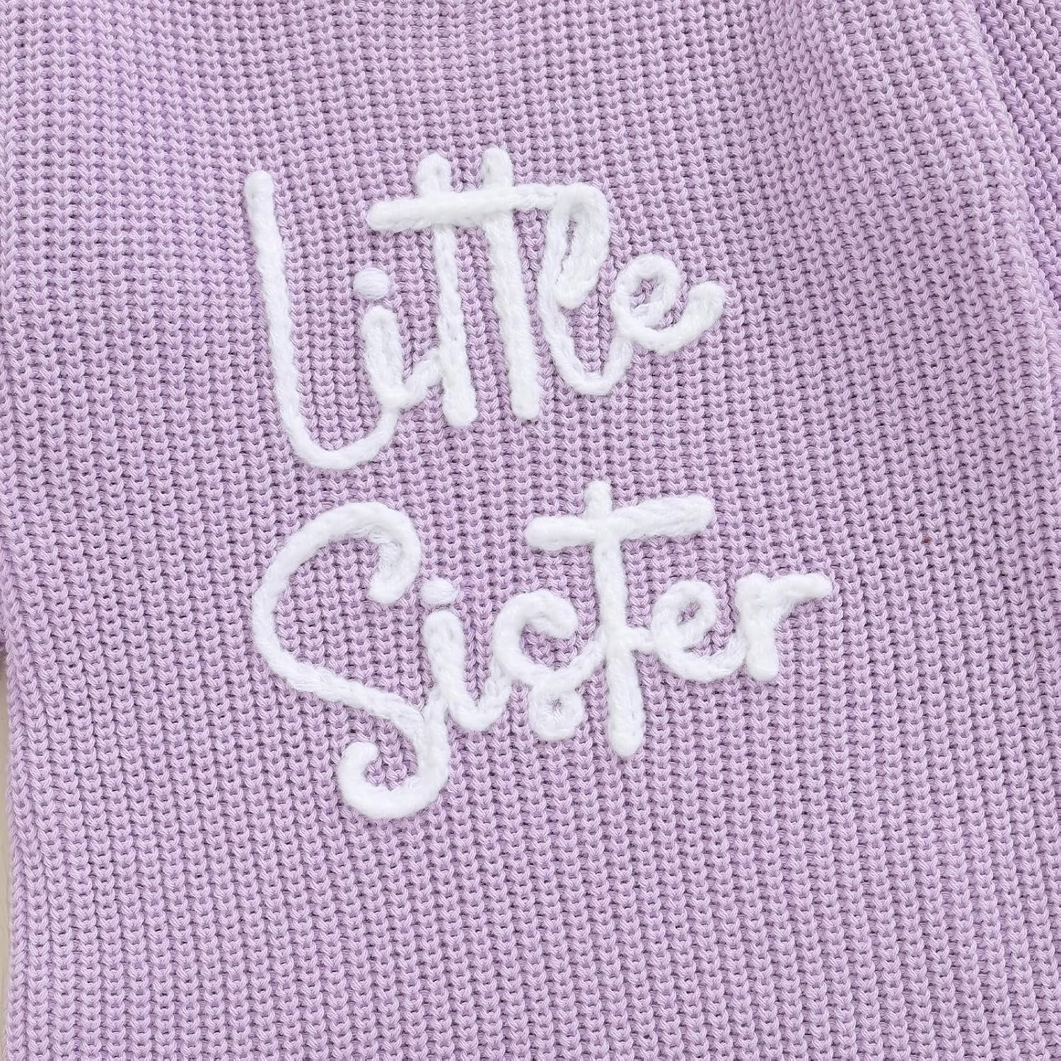 PUHHAPIEY Baby Girl Fall Winter Clothes Newborn She's Here Bow Embroidery Knit Sweater Romper Warm Casual Bodysuit