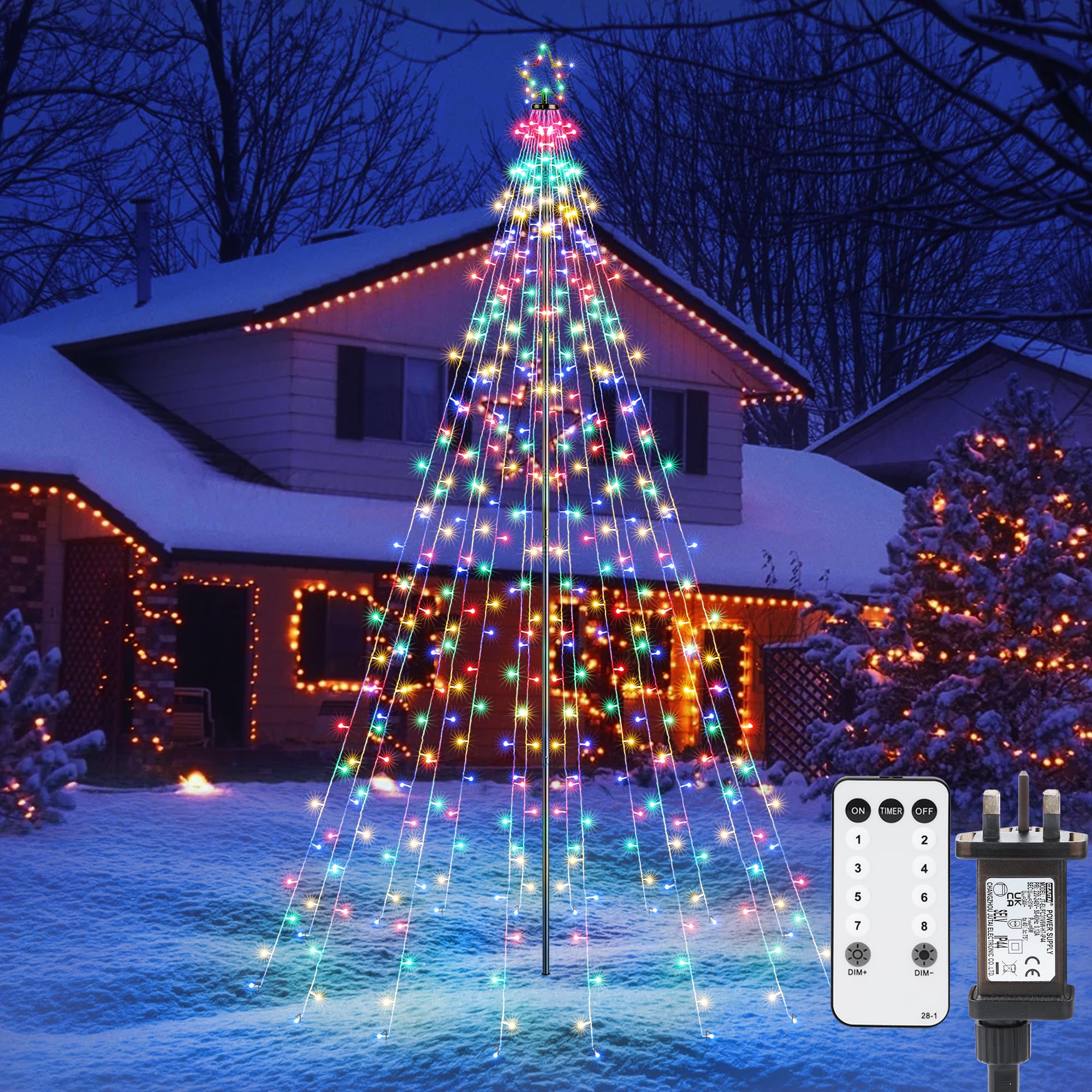 Joomer Christmas Tree Lights Topper Star Height 7.5ft 274 LED Multicolor
