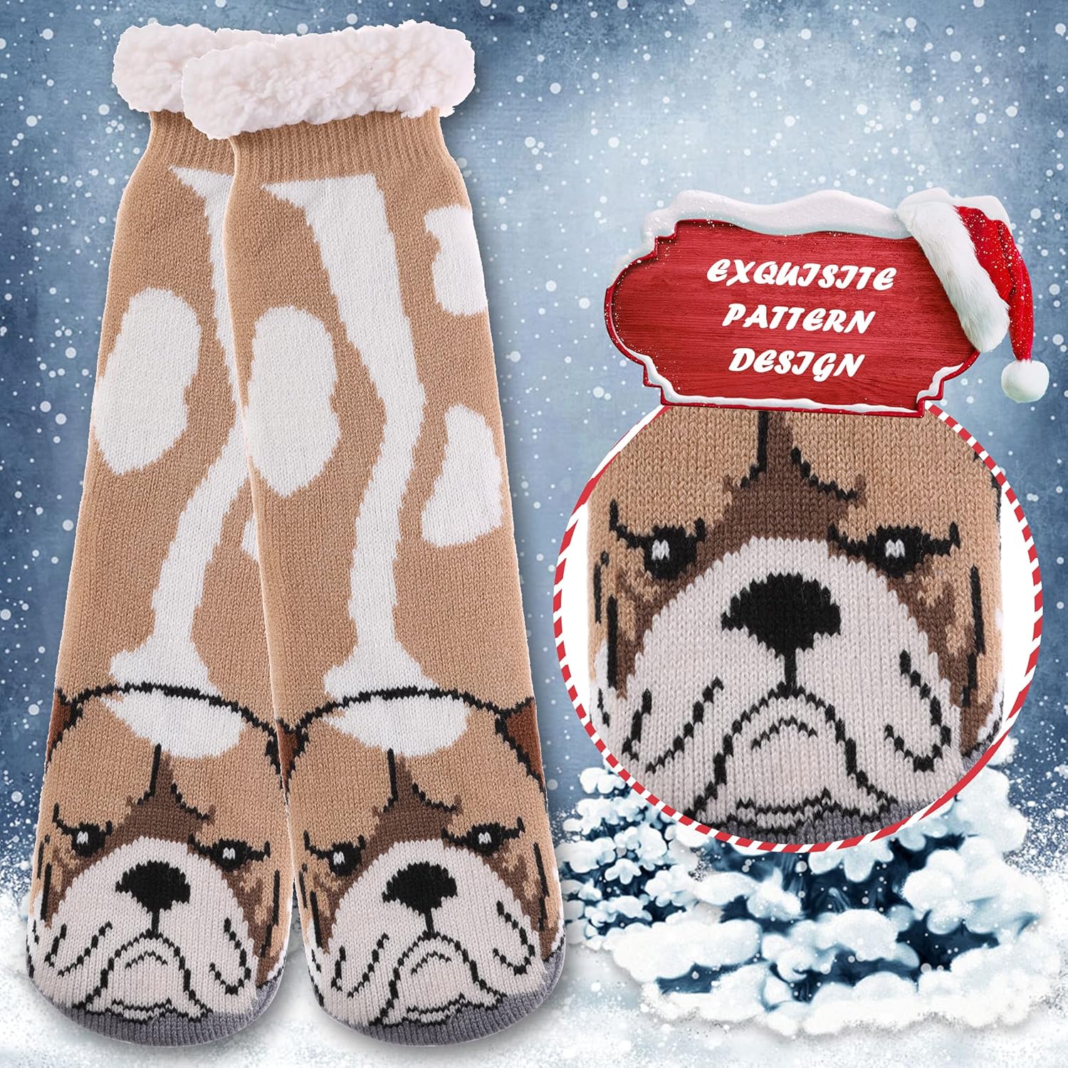 DYW Mens Slipper Socks Animal Fuzzy Non Slip Fluffy Winter Warm Soft Thick Fleece lined Thermal Home Socks - Image 7