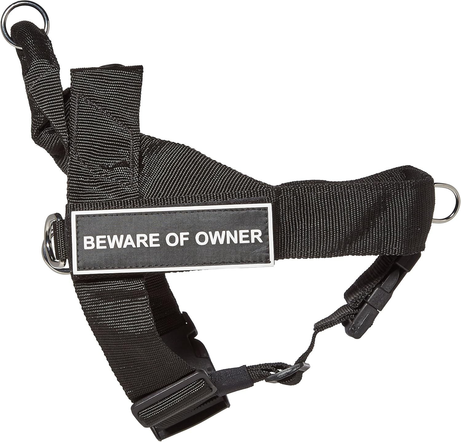 Dean & Tyler D&T UNIVERSAL BofOWNER BK-S DT Universal No Pull Dog Harness, Beware of Owner, Small, Fits Girth, 61cm to 69cm, Black