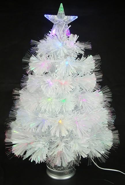 Christmas Concepts® 2ft (60cm) White Iridescent PVC Fibre Optic Christmas Tree With Colour Changing LED Lights