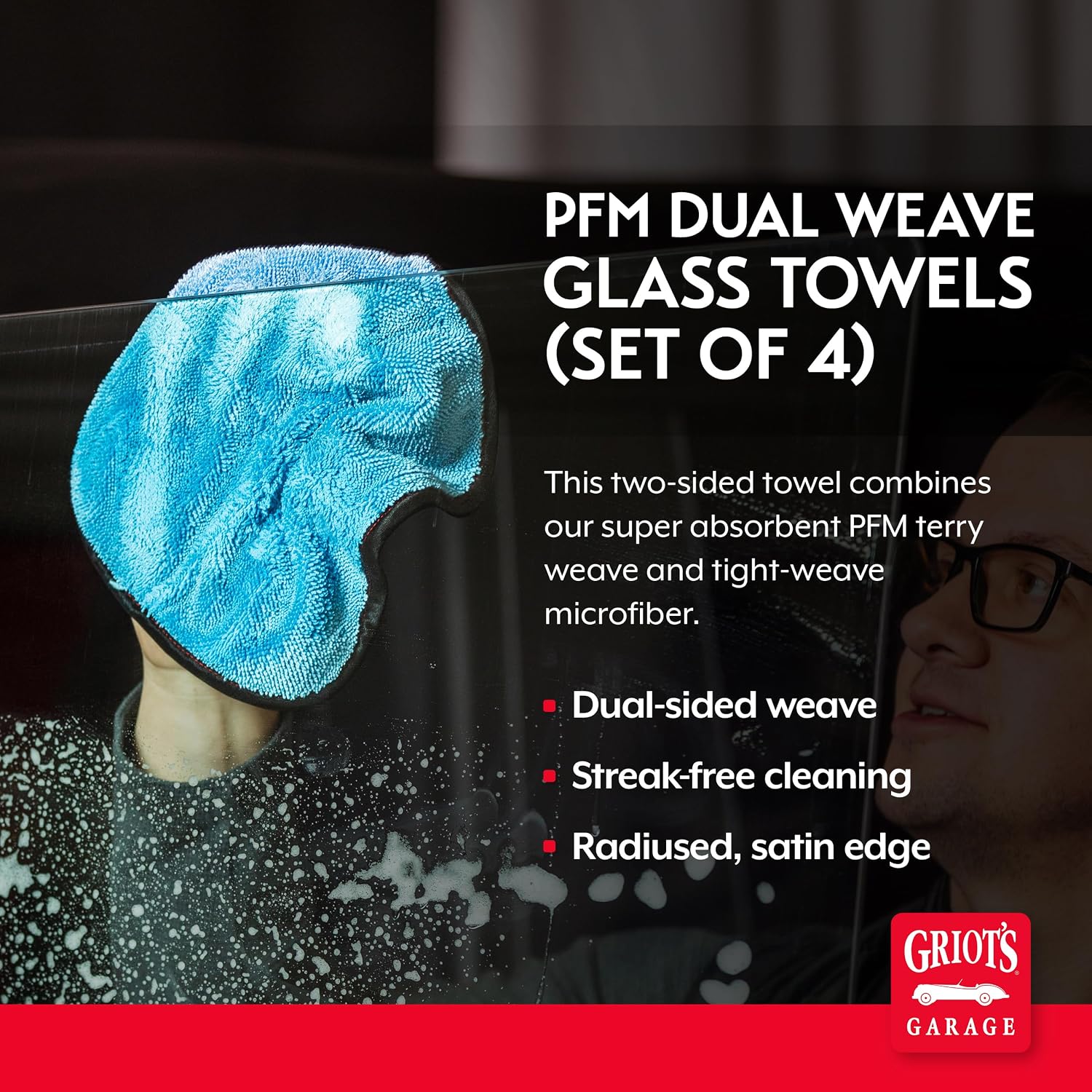 Griot's Garage PFM Dual Weave Glass Towels (Set of 4)