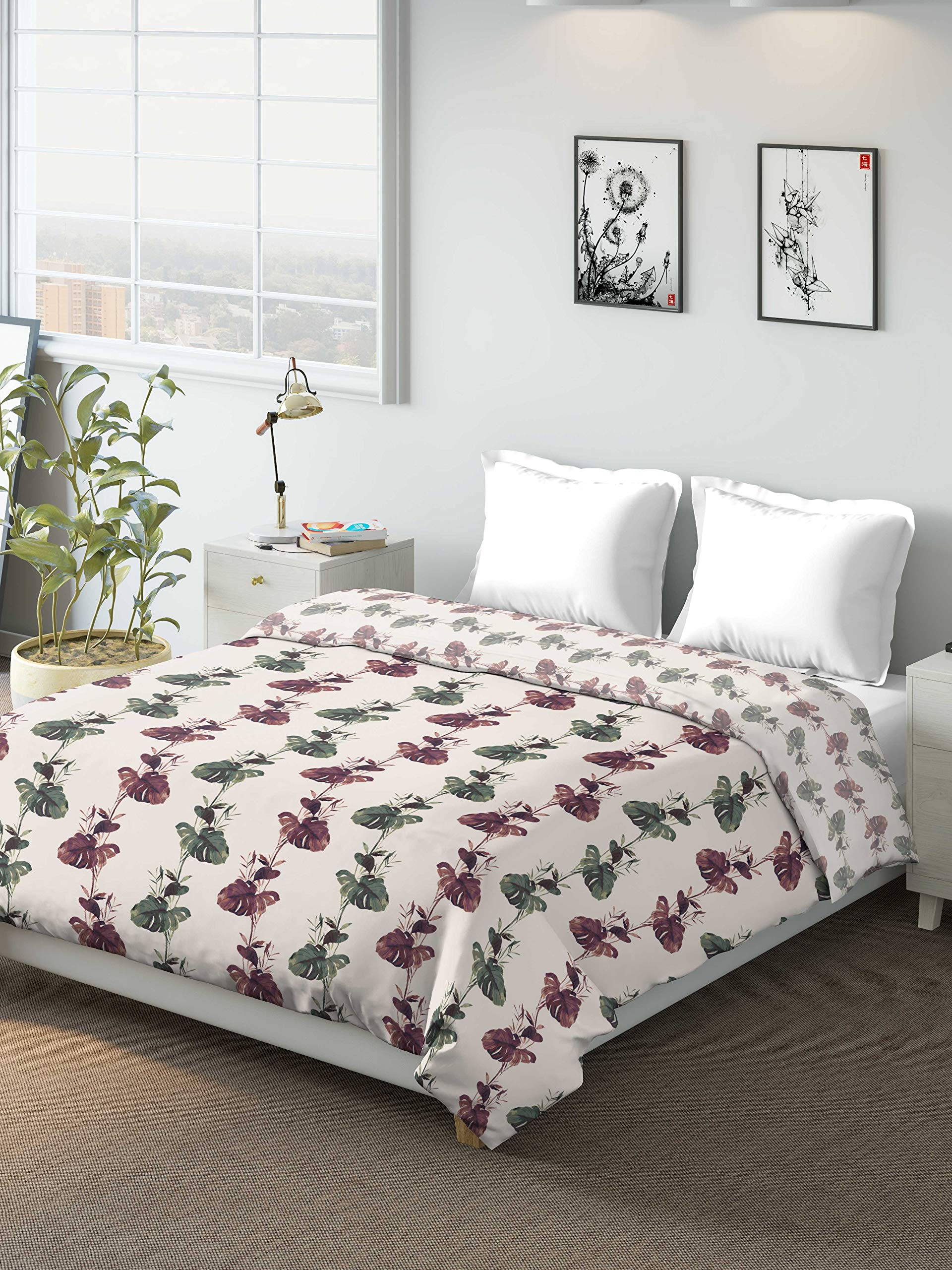 D'Decor Live Beautiful 150TC 1 Double Comforter - Green (228 CM X 274 CM, 90IN X 100IN)