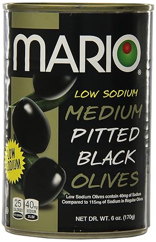 Mario Camacho Foods - Aceitunas negras bajas en sodio deshuesado medio 60 onzas paquete de 12