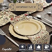 Vista 3 de Exquisite Victorian 80-Piece Disposable Party Set - 40 Cream Dessert Plates (40 x 7.5 in) & 40 Dinner Plates (10.25 in) - Heavy Duty Plastic