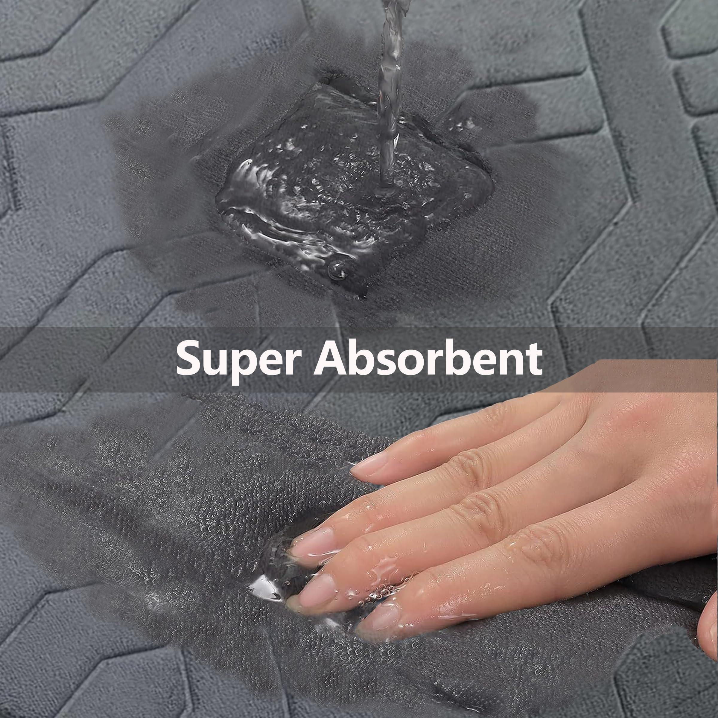 santanu Juego de 2 alfombras de baño de franela de lujo suave y absorbente de espuma viscoelástica, antideslizante y lavable a máquina, de secado rápido para bañera y ducha, 81 x 51 cm + U-61 x 50 cm,