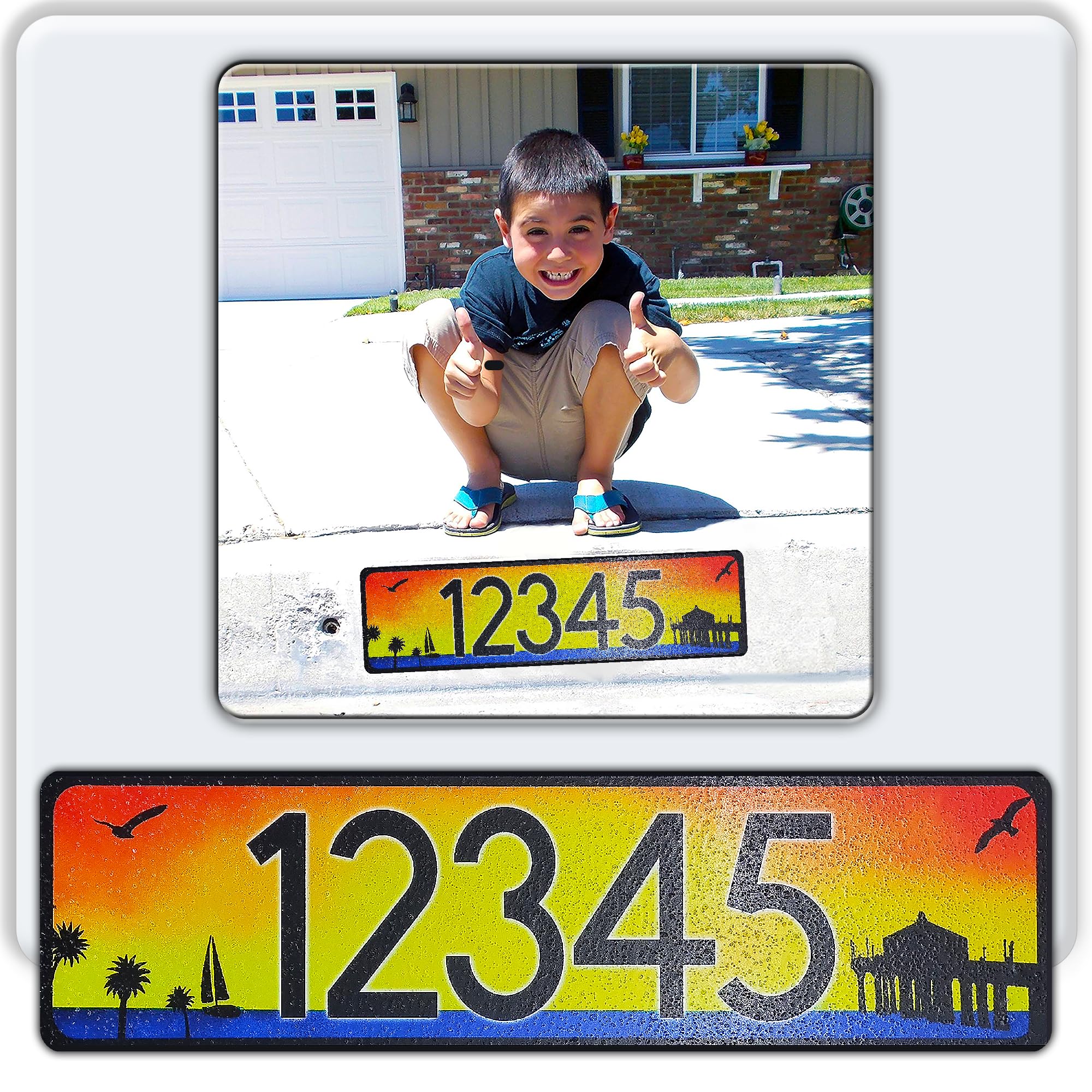 Curb-N-Sign Curb Wrap Address Decal – Aluminum House Number Decals for Front Doors, Windows, Curbs, or Walls – Weather Resistant Curb Wraps Perfect