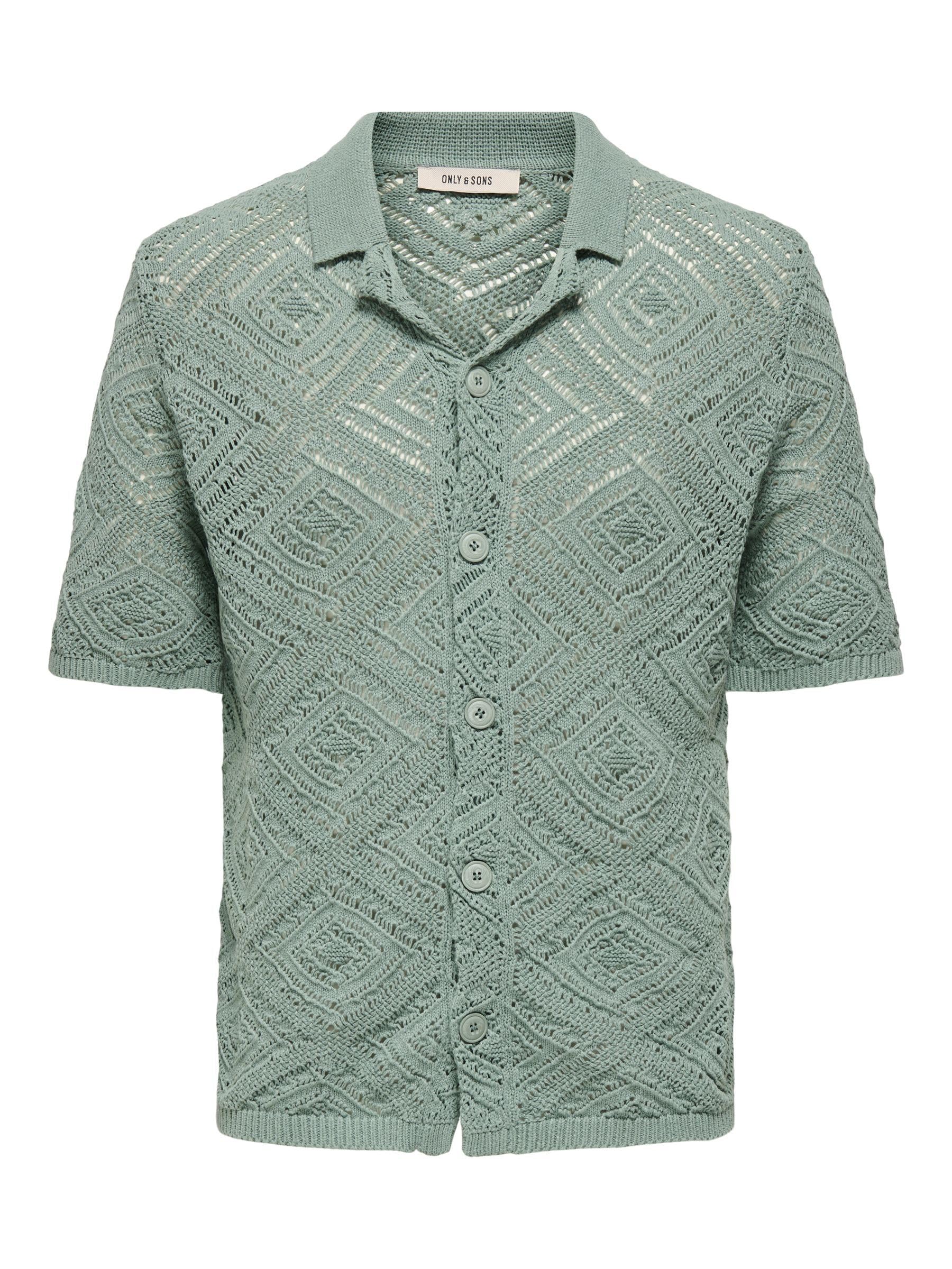 ONLY & SONS Onskolmar Reg 5 SS Shirt Knit, Iceberg Green, M