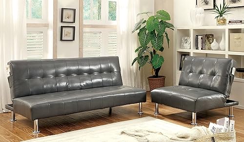 Miniatura 2 de Furniture of America Sofá convertible Botany Leatherette, gris