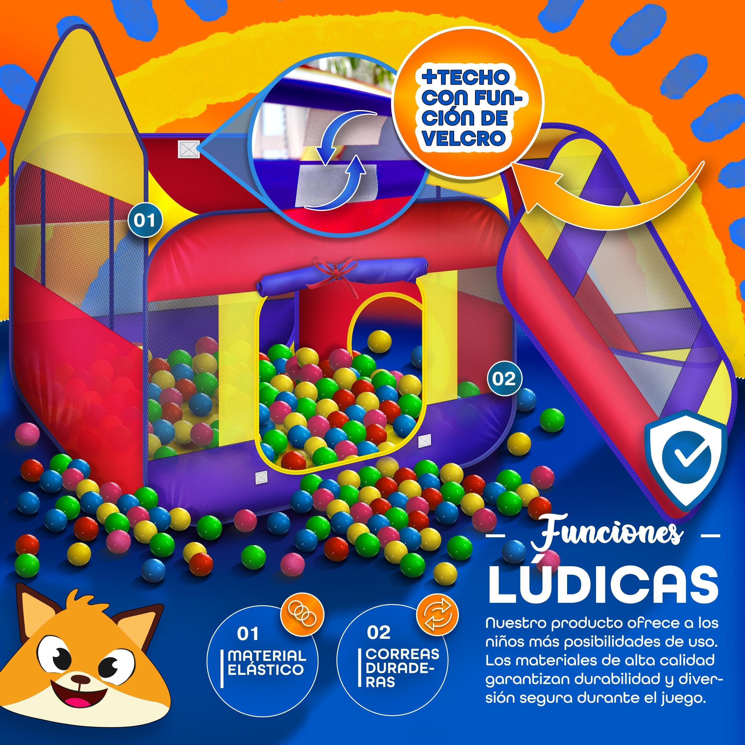 KIDUKU® Tienda de Juegos Infantil 300 Bolas | Piscina de Bolas | Carpa de Tela para Niños Pop Up + Bolsa para Transportar - Uso Interior y Exterior
