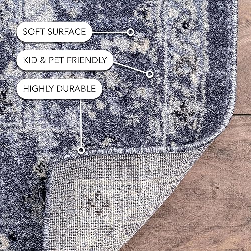 Miniatura 4 de nuLOOM Vera - Alfombra envejecida Florid, 6 pies 7 pulgadas x 9 pies, azul