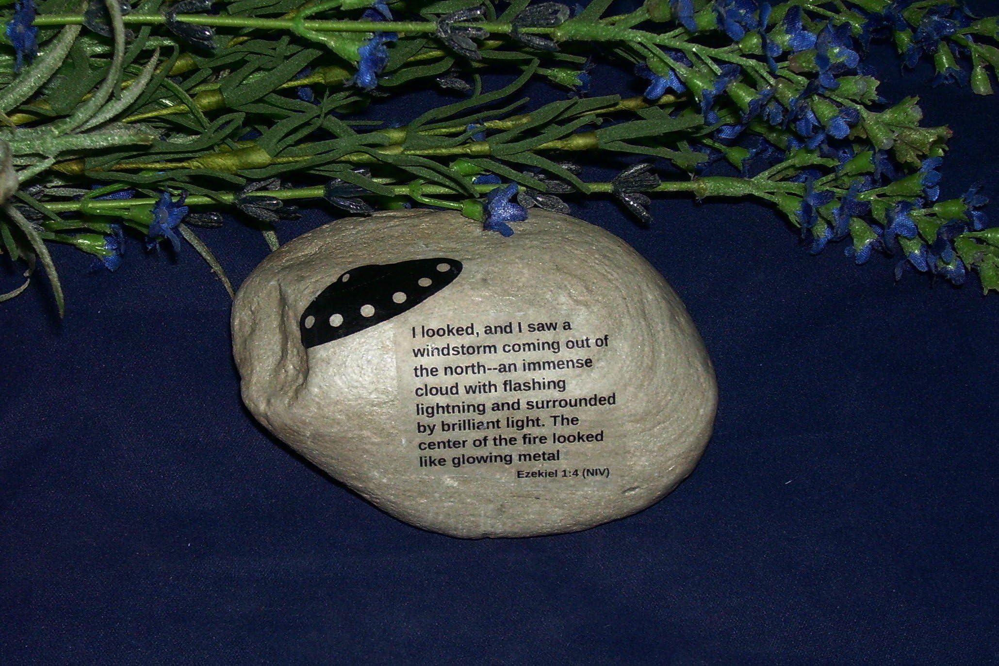 Ezekiel 1:4 Wheel UFO Alien Outer Space Craft Rock Stone Art Ezekiel's Ship