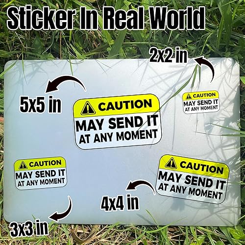 Miniatura 7 de (3 unidades) Caution May Send It at Any Moment - Calcomanías divertidas para casco, excavadora, divertidas, troqueladas, impermeables, calcomanías