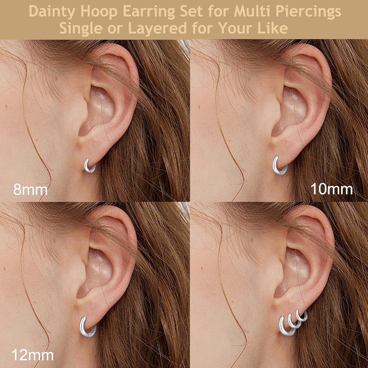 Wgoud Small Gold Hoop Earrings Set for Women, 6 Pairs 14K Gold Plated Hypoallergenic Lightweight Huggie Hoops Earrings, Trendy Cartilage Cubic Zirconia Earrings for Women Gifts. - Image 5