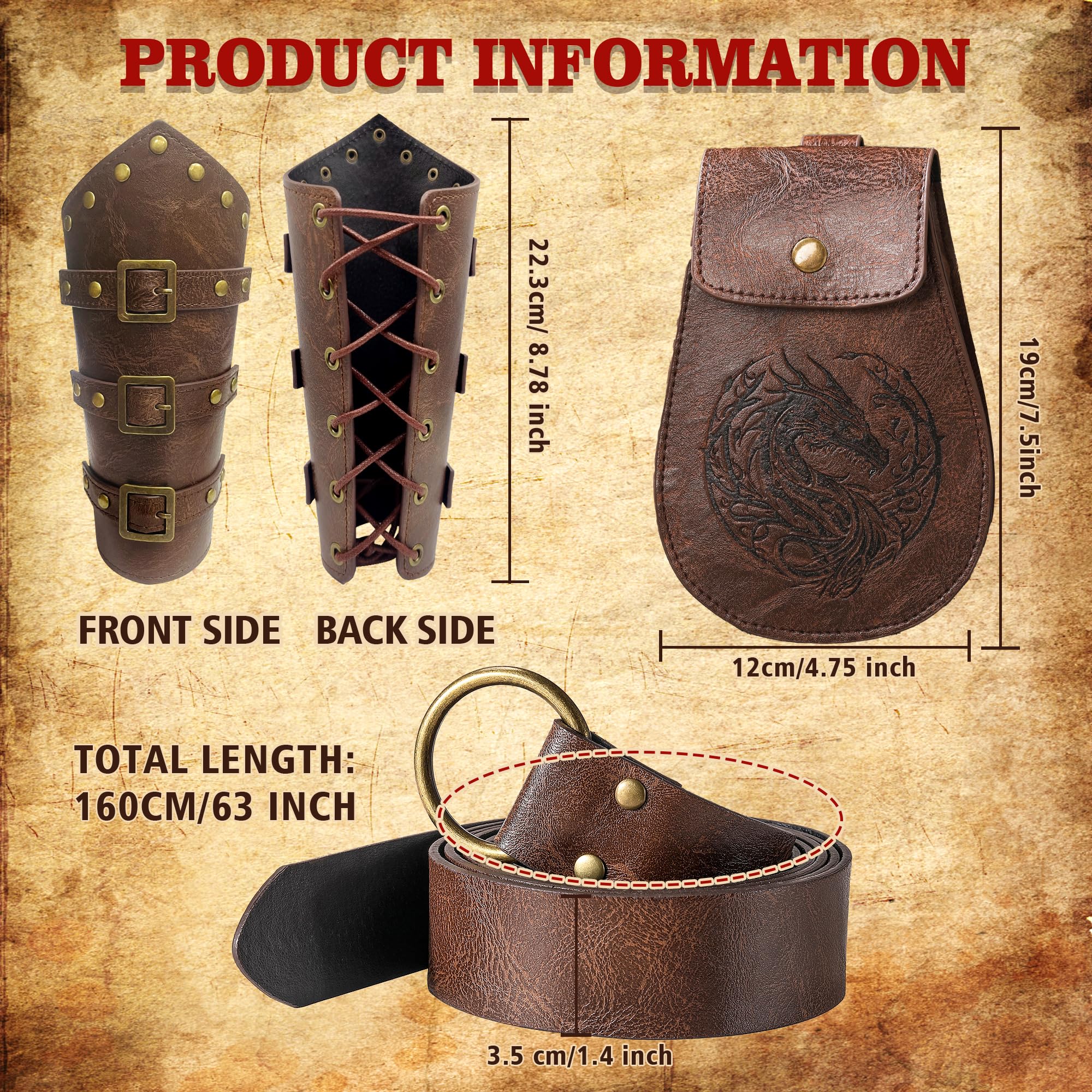 SZJZYWJS Renaissance Accessories, Viking Costume Renaissance, Medieval Renaissance Costume Men Woman Viking Enhance Your Halloween Renaissance Cosplay with Medieval Accessories