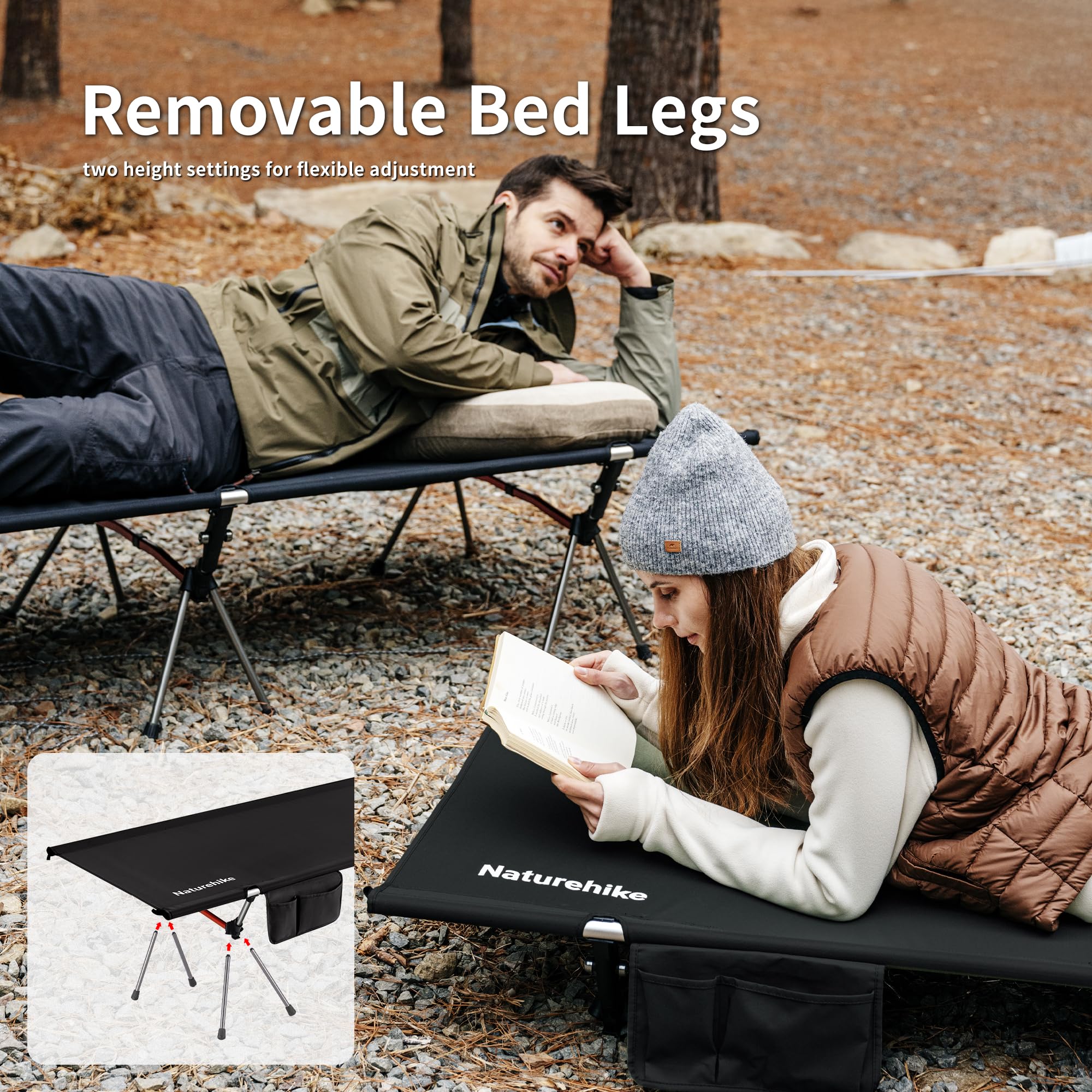 Naturehike Cama de camping plegable de 190 × 70 cm, portátil, plegable, ligera, para camping, hasta 150 kg, cuna de viaje para senderismo, casa, tienda de campaña, exterior, oficina, jardín (negro)