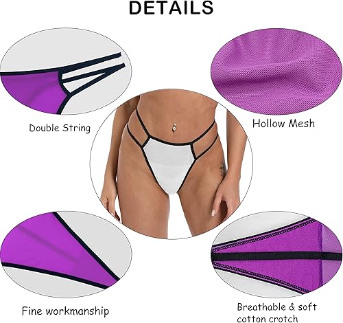 Miniatura 3 de T Back Sexy Low Rise Variedad Elástico Invisible Patrones de Tangas para Mujer