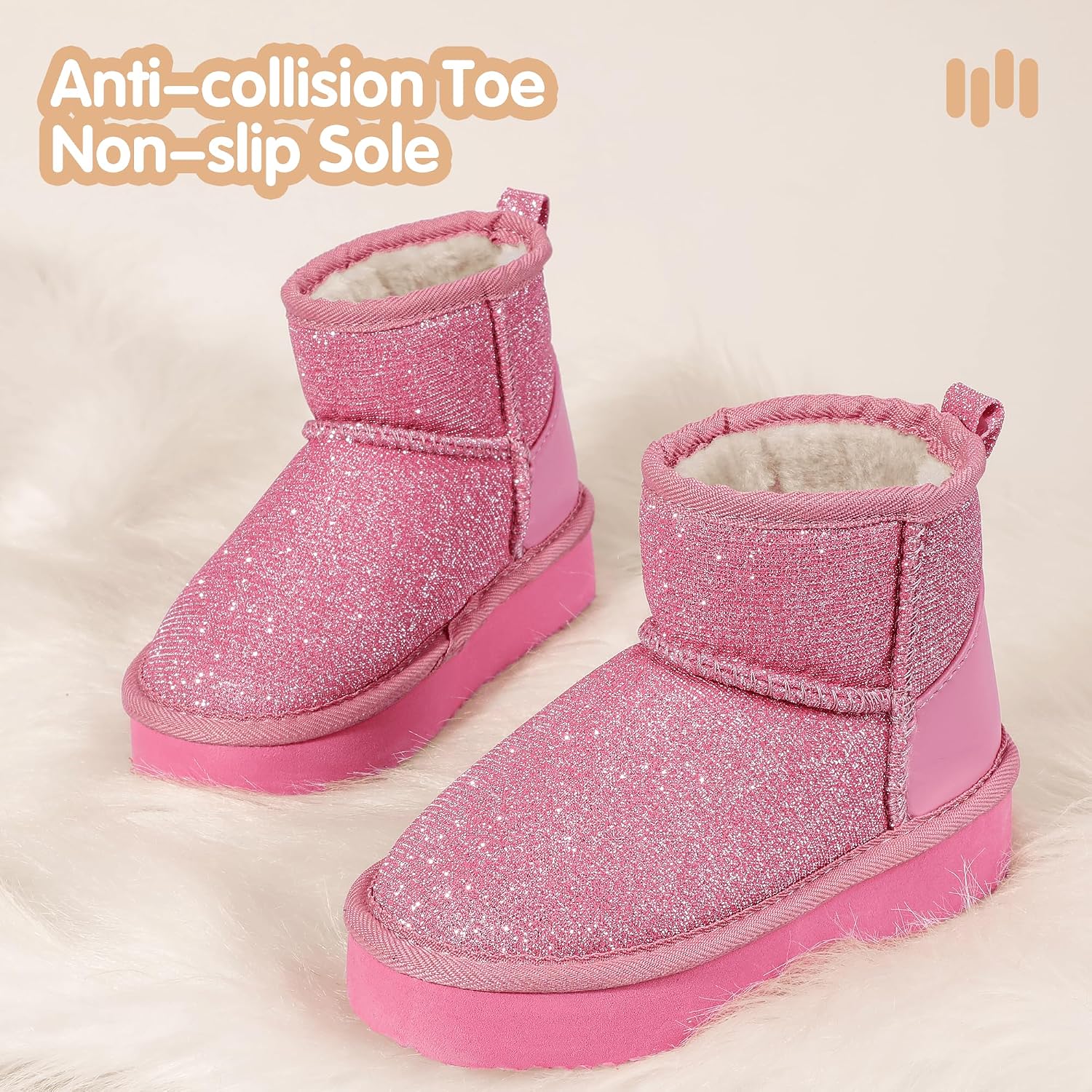 Hehainom Girls Boots Kids Snow Boots Winter Faux Fur Lined Warm Shoes Toddler Little Big Kid Ankle Booties