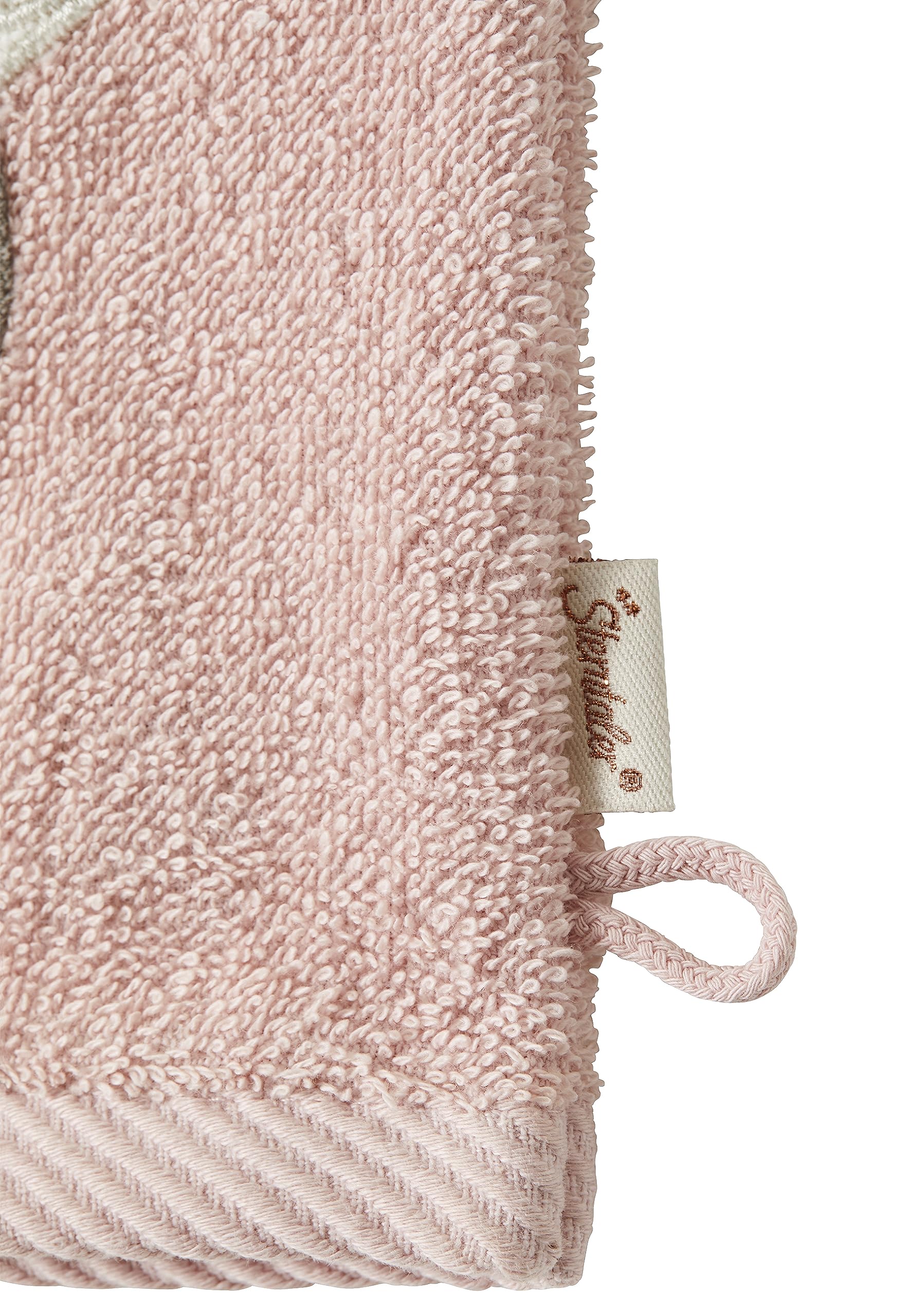 Emmi Girl Lot de 2 gants de toilette Motif âne Rose uni avec broderie et logo