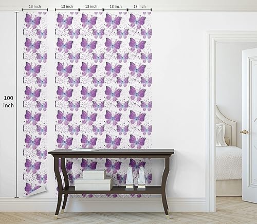 Miniatura 6 de Ambesonne - Butterfly - Papel tapiz autoadhesivo, con patrón de estrella surreal y fondo moderno con mariposas poligonales, para hogar, sala de