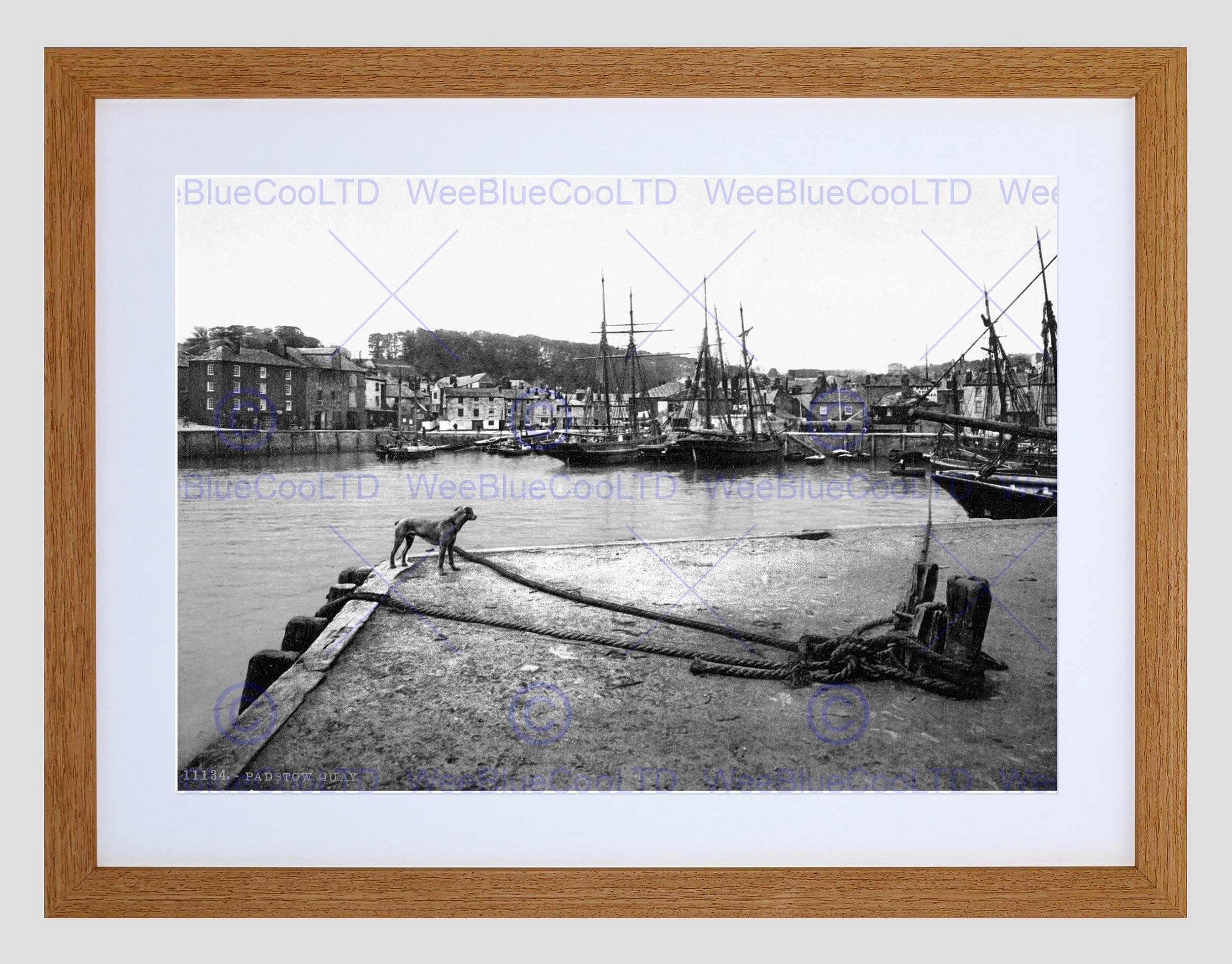 Wee Blue Coo Padstow Quay Cornwall England Vintage History Old BW Framed Wall Art Print