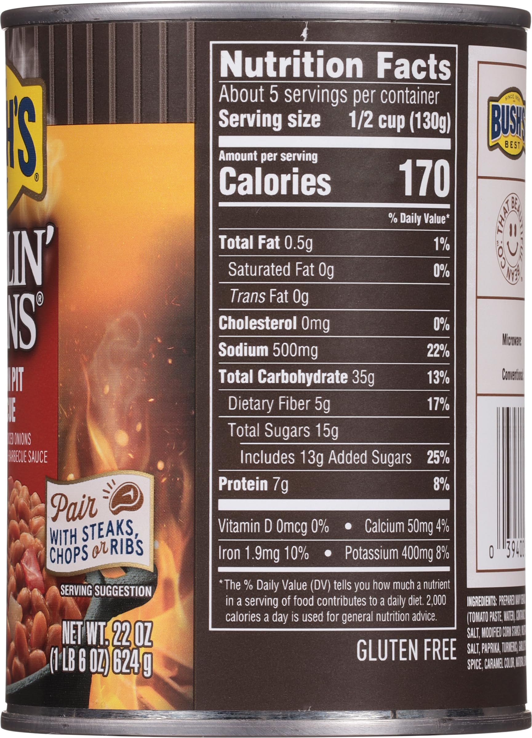 Bush's Southern Pit Barbecue Grillin' Beans, 22 OZ. (Pack of 6)