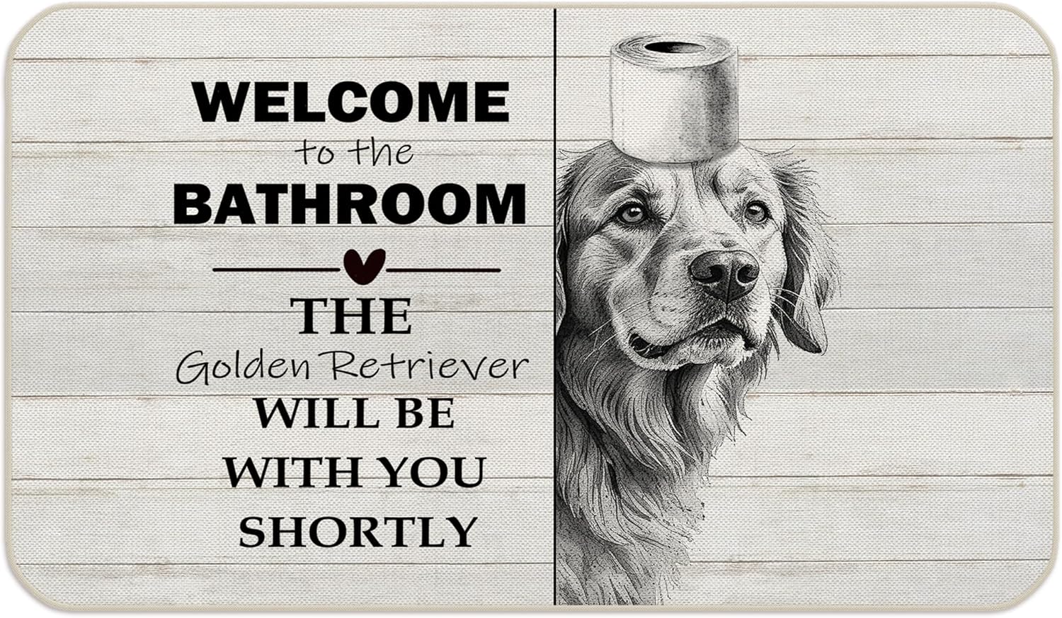 Funny Labrador Retriever Bathroom Door Mat, Black Labrador Retriever Gifts Welcome Mat, Black Lab Doormat Non-Slip for Toilet Bathroom Washroom Restroom, 17x30 Inch