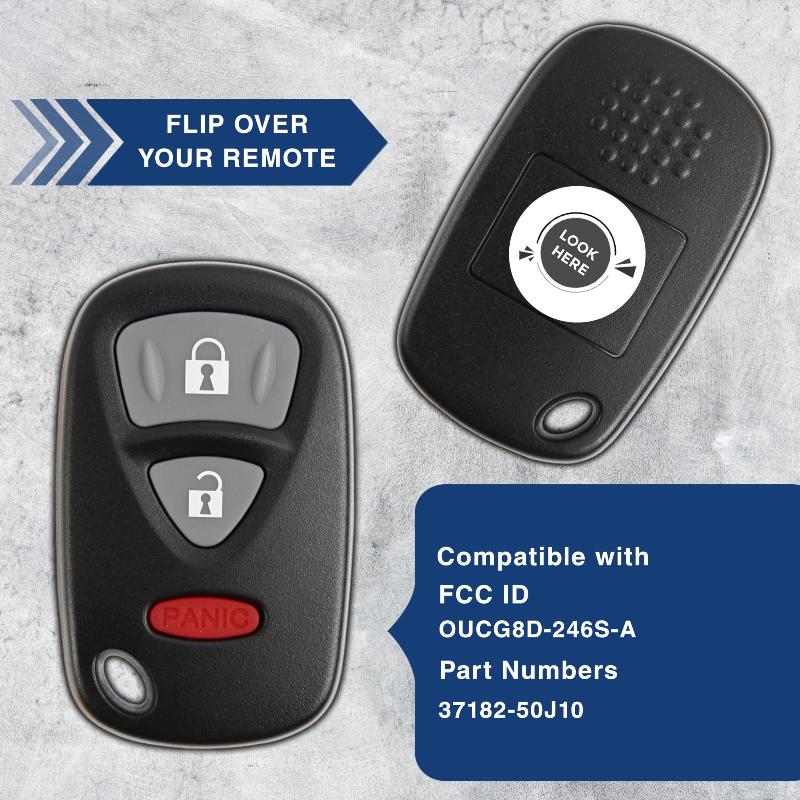2-Pack Replacement Uncut Ignition Key & Remote Fob Combo For Honda Accord 03-07, Element 10 - OUCG8D-380H-A - View #14