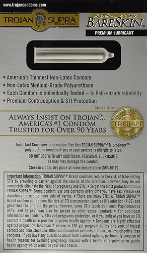 Miniatura 2 de Trojan Supra Lubricados Premium Condones MicroSheer Poliuretano Ultra-Delgado, T90242, 1