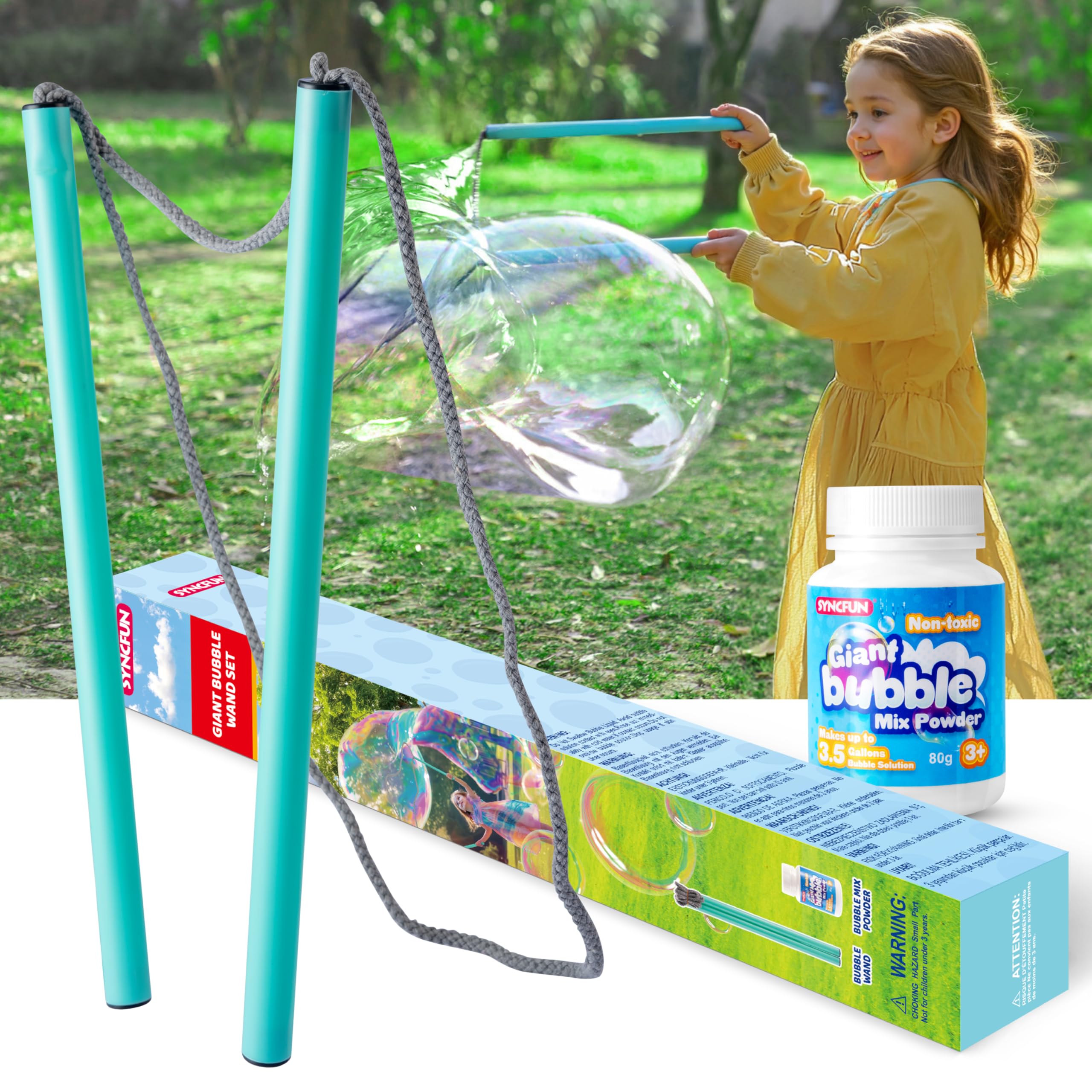 Amazon.com: SYNCFUN Giant Bubble Wand Kit (3-Piece Set) with