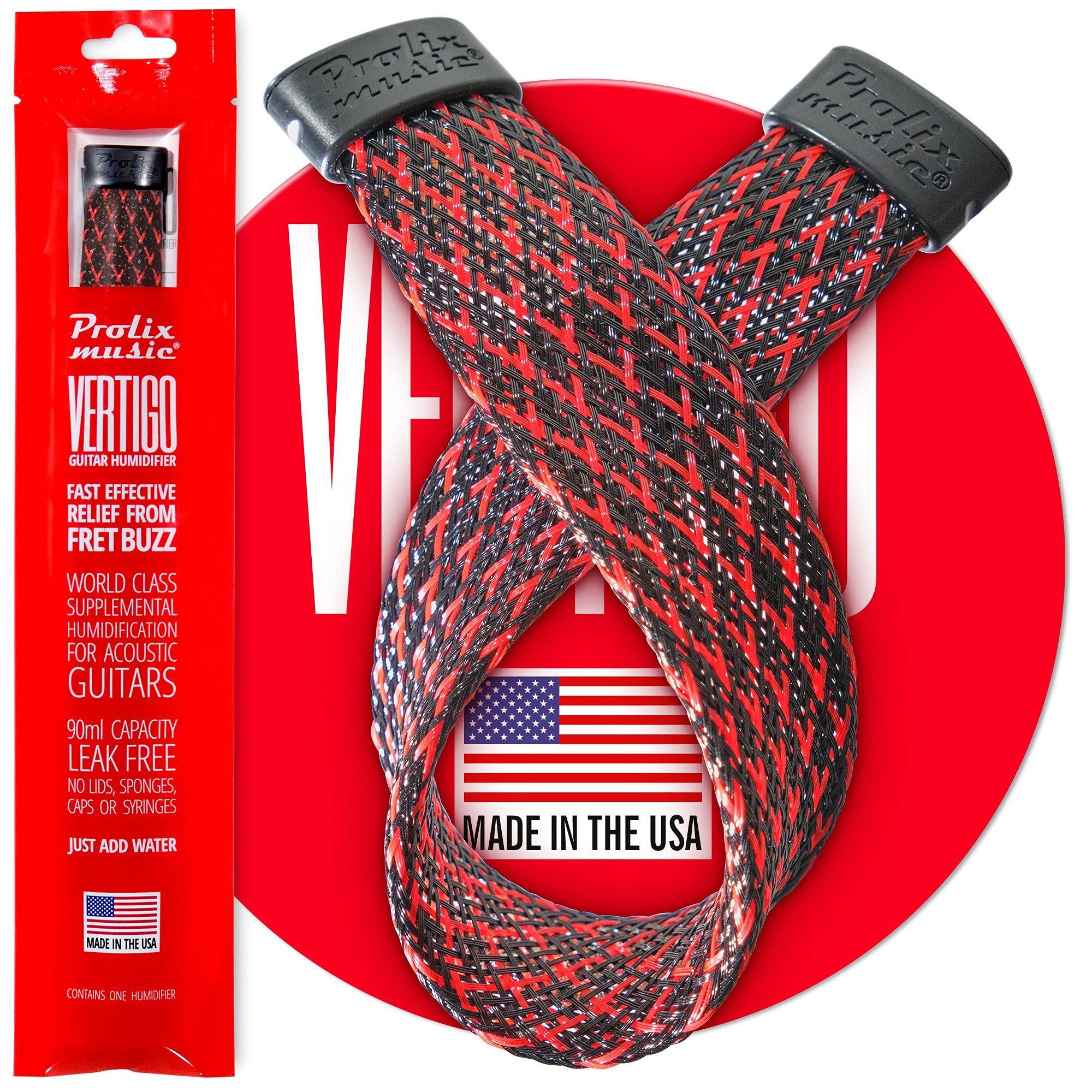 NEW Revolutionary Guitar Humidifier - Vertigo Single. No lids or sponges. Easy, fast & efficient humidification. Leak Free. Lasts longer. 90ml capacity. Made in the USA by Prolix Music