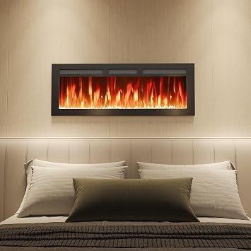 Black Embedded Wall Mounted Electric Fireplace