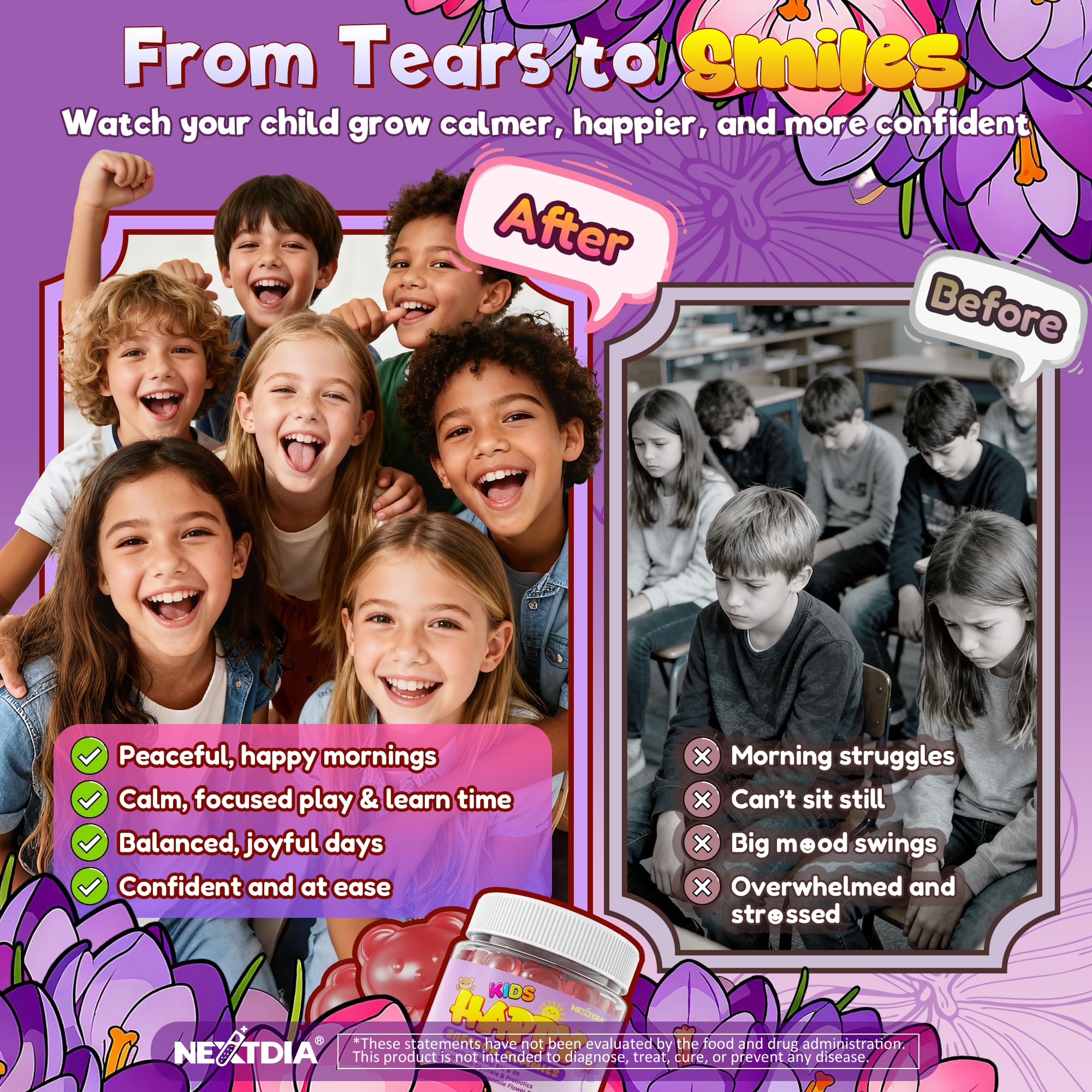 Happy Saffron Gummies for Kids Teen, Magnesium, Vitamin D3 for Calm & Mood — Amazon image 8