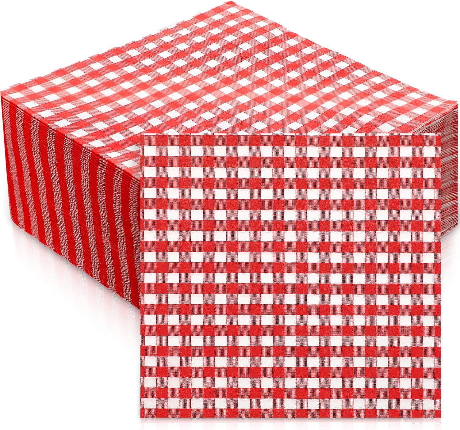 300 Sheets Disposable Red and White Gingham Paper Napkins