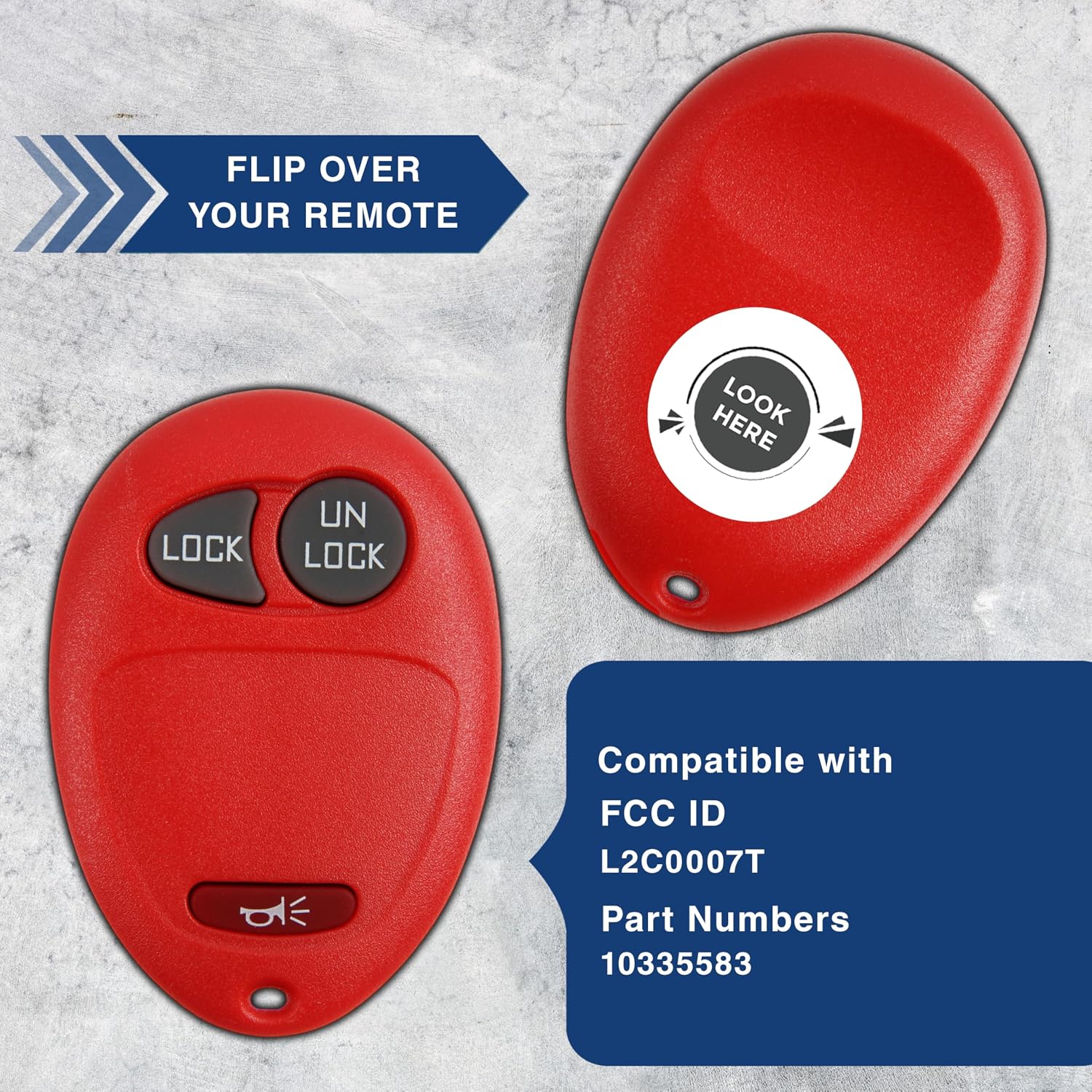 KeylessOption Key Fob Replacement 3-Button Remote for 2001-2012 Chevrolet Colorado, GMC Canyon, Hummer, Pontiac, Isuzu - L2C0007T, Locksmith Required