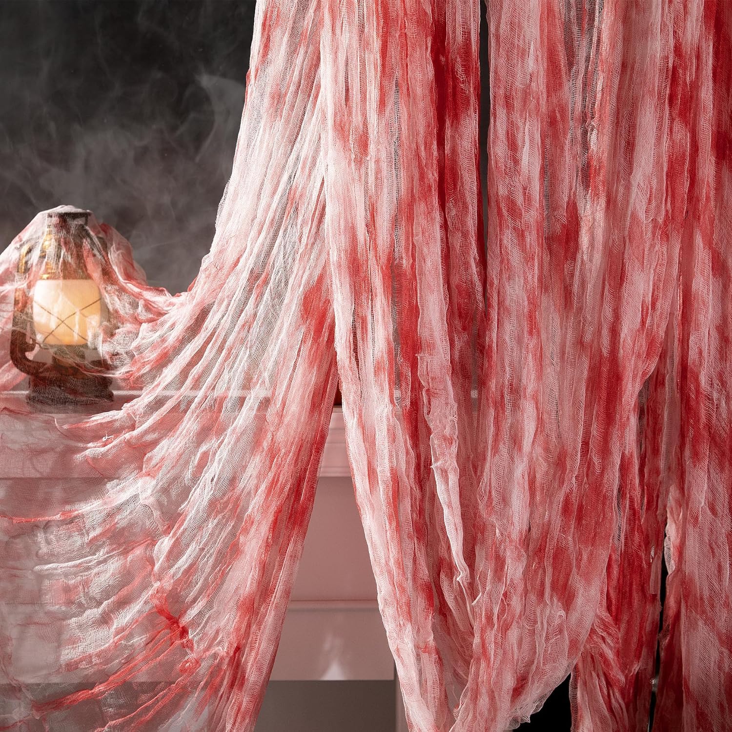 GIONAR 2.15x5M Halloween Creepy Cloth - Halloween Spooky Fabric Cloth - Scary Gauze Blood Creepy Cloth for Haunted House Halloween Party Yard Wall Doorway Outdoors Decoration