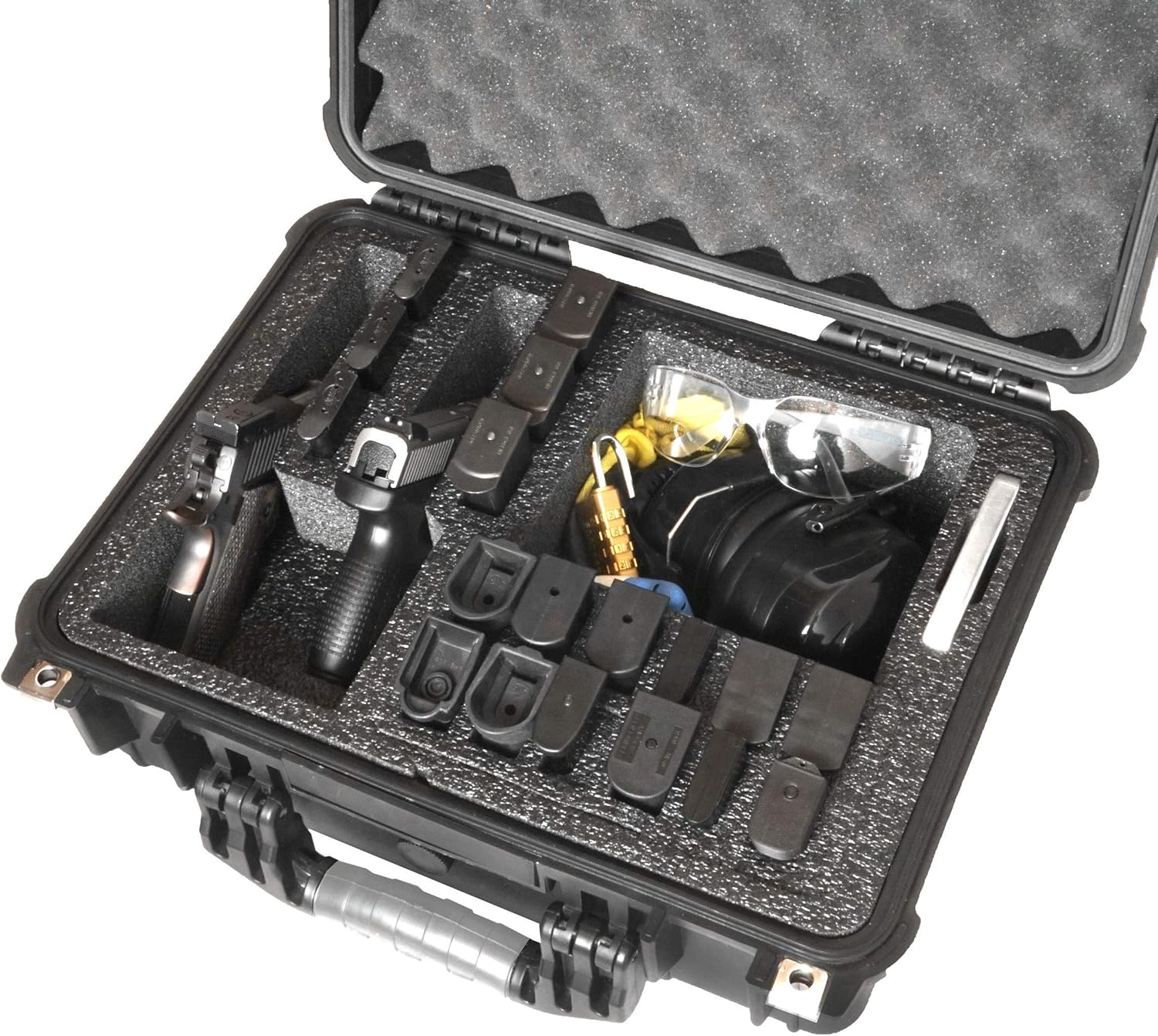 Case Club 2 Pistol & 18 Magazine Case with Accessory Pocket. Pre-Cut, Heavy Duty, Waterproof with Silica Gel for Gun Rust Prevention (Upgraded Gen-2)