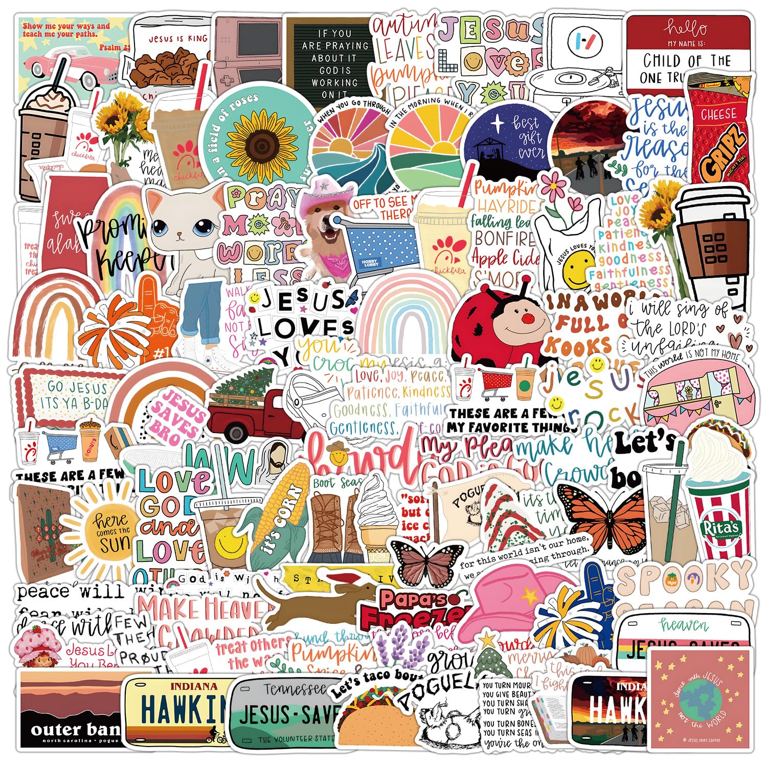 Kaensc Text Cute Aesthetic Stickers 100Pcs For Laptop Scrapbook Water Bottle Journal Skateboard Water Bottle Luggage Bike Phone Notebook Guitar Helmet Computer,Waterproof Decals For Teens Adults Kids