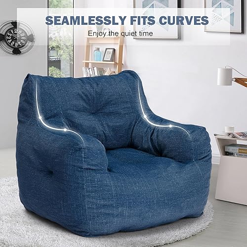 Miniatura 3 de INMOZATA Puf cómodo de tela de lino y algodón con relleno de esponja, suave y perezoso, para adultos, mujeres, niñas, en dormitorio, sala de estar,