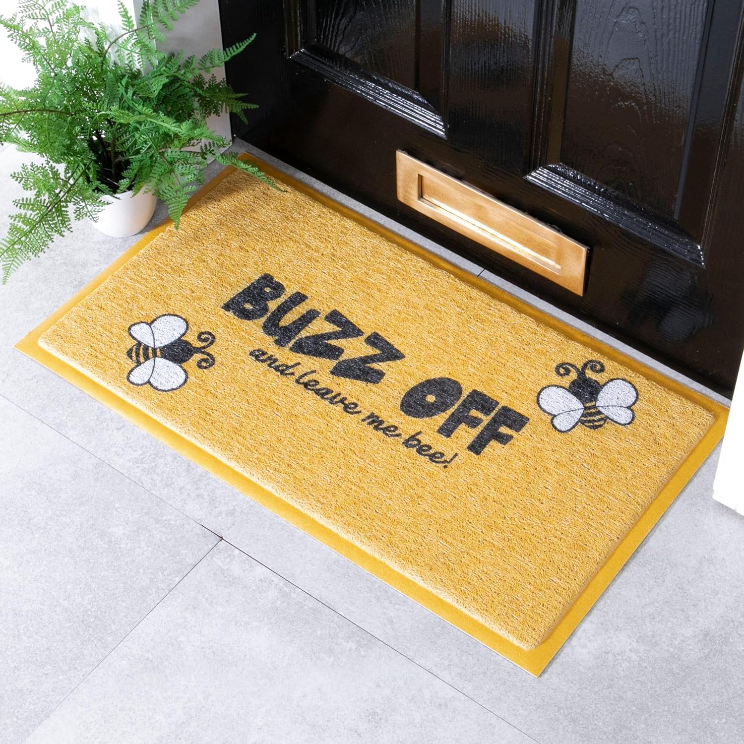 Buzz Off! Yellow Bee Doormat Indoor Outdoor Doormat Nepal | Ubuy