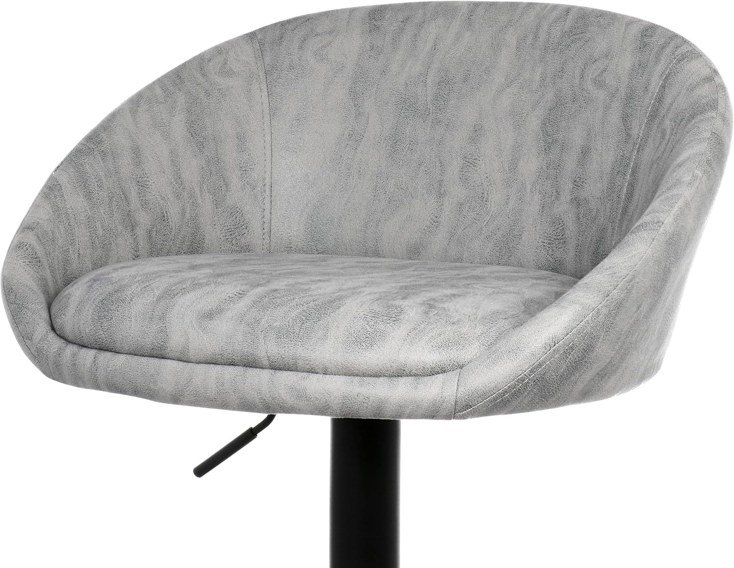 Elama 2 Piece Cloth Adjustable Bar Stool Set in Gray with Black Base